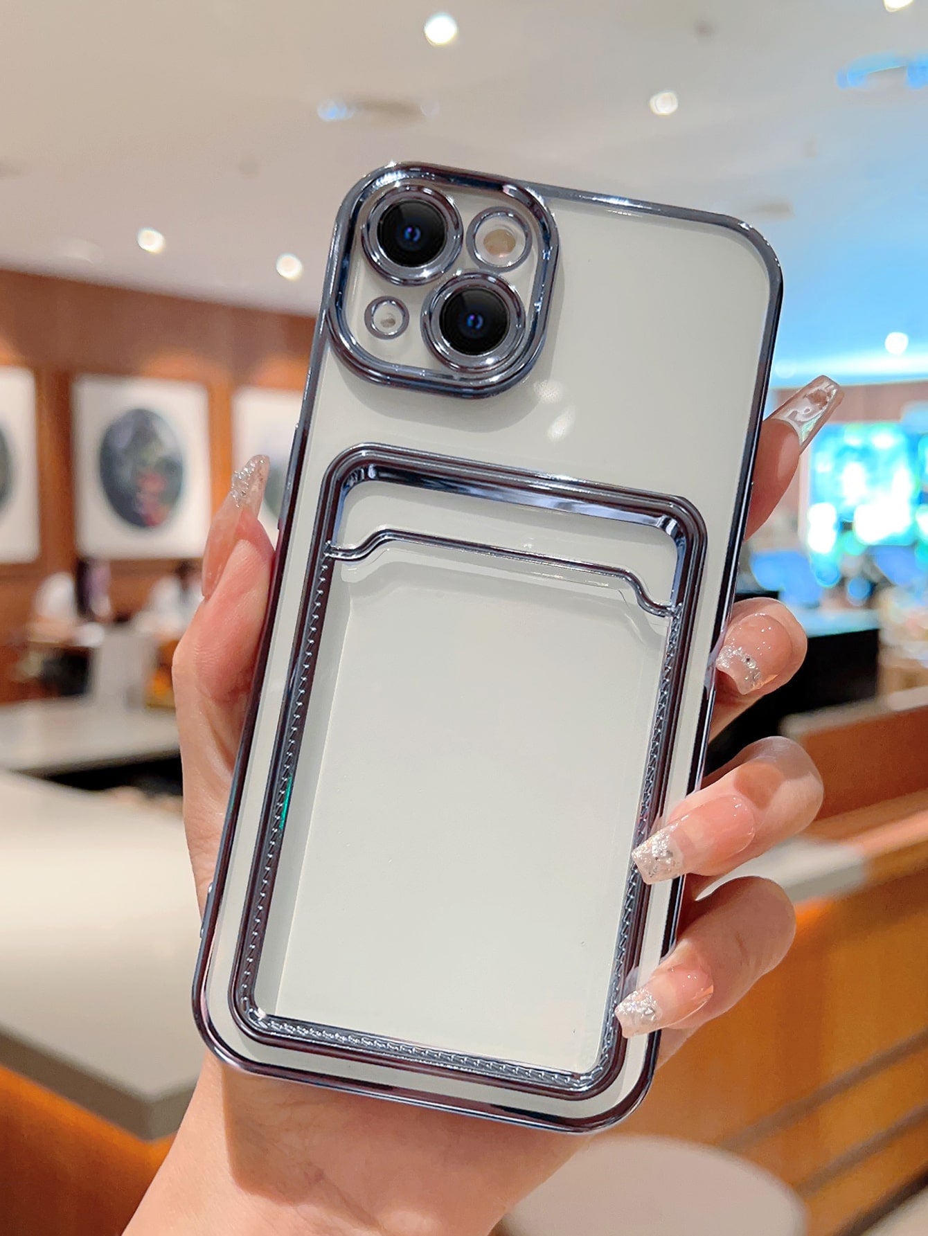 Card Slot Plating Phone Case Compatible With iPhone15/15Plus/15Pro/15Promax