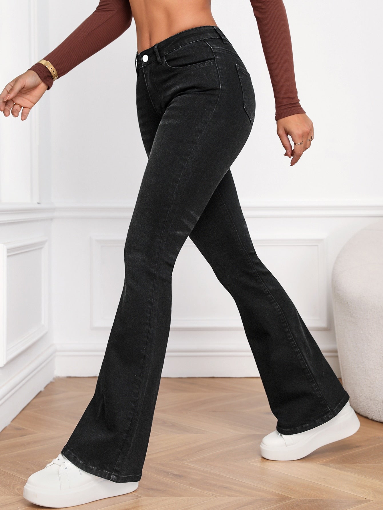 Frenchy Moustache Effect Flare Leg Jeans