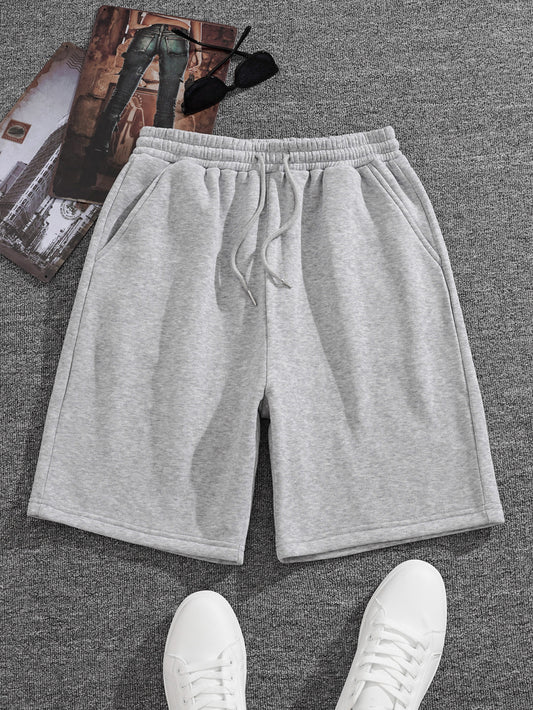 Men Drawstring Waist Track Shorts