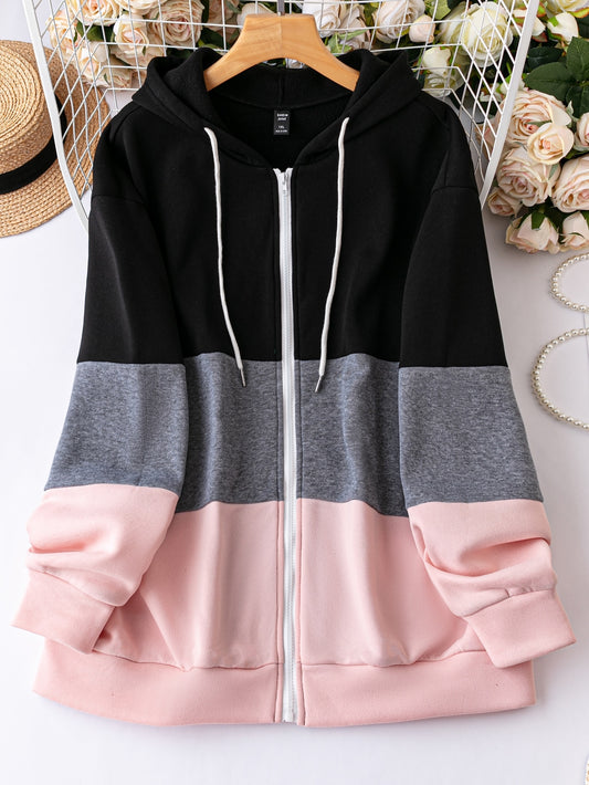 Women's Plus Size Contrast Drawstring Sweatshirt