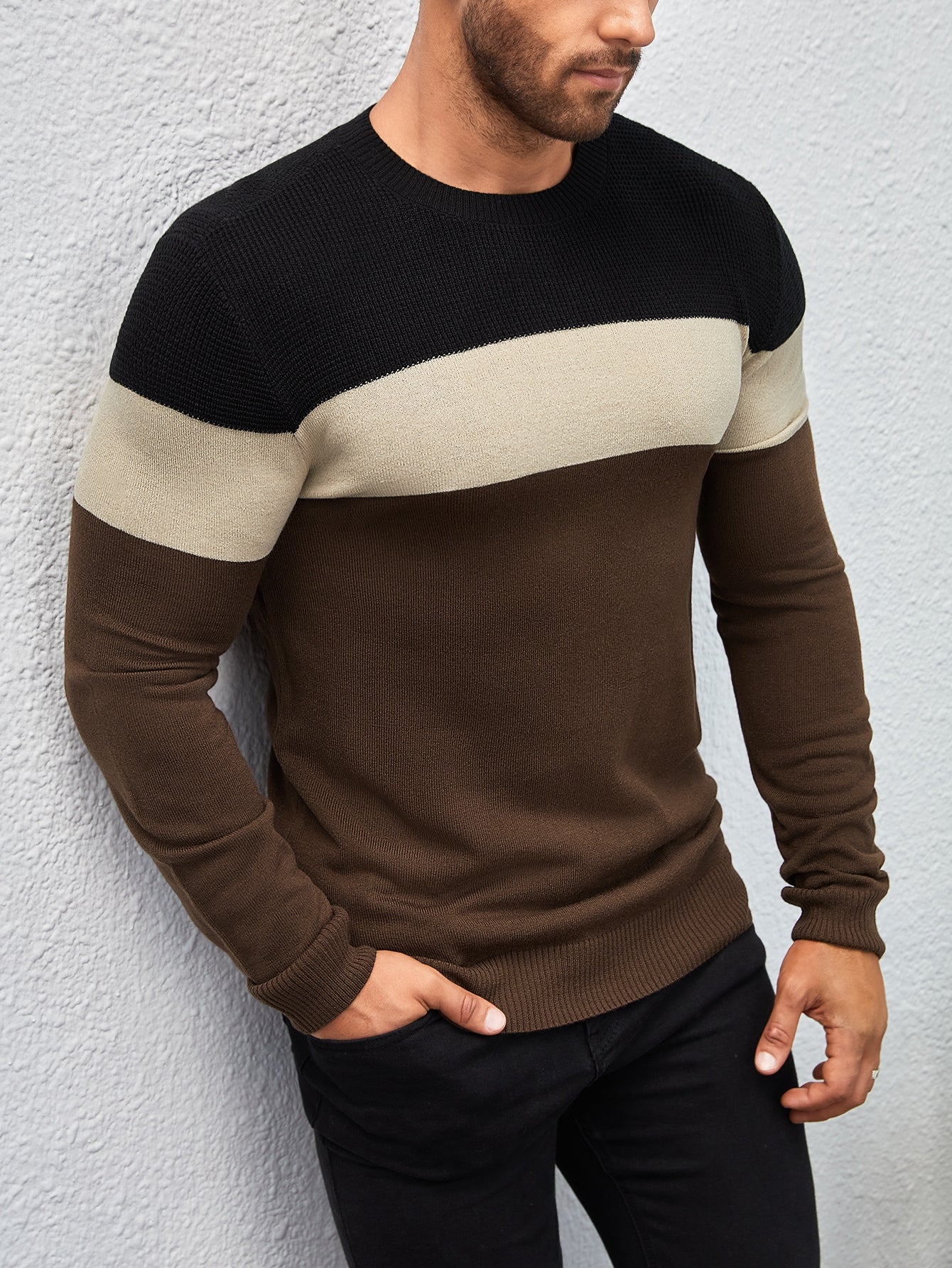 Men Color Block Sweater