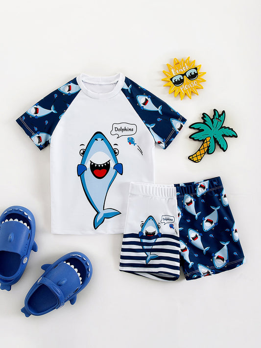 Young Boy Cartoon Shark Swimsuit