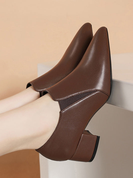 Women Pointed Toe Pumps Medium Block Heel Work Shoes, New Casual Office Footwear For Spring And Autumn