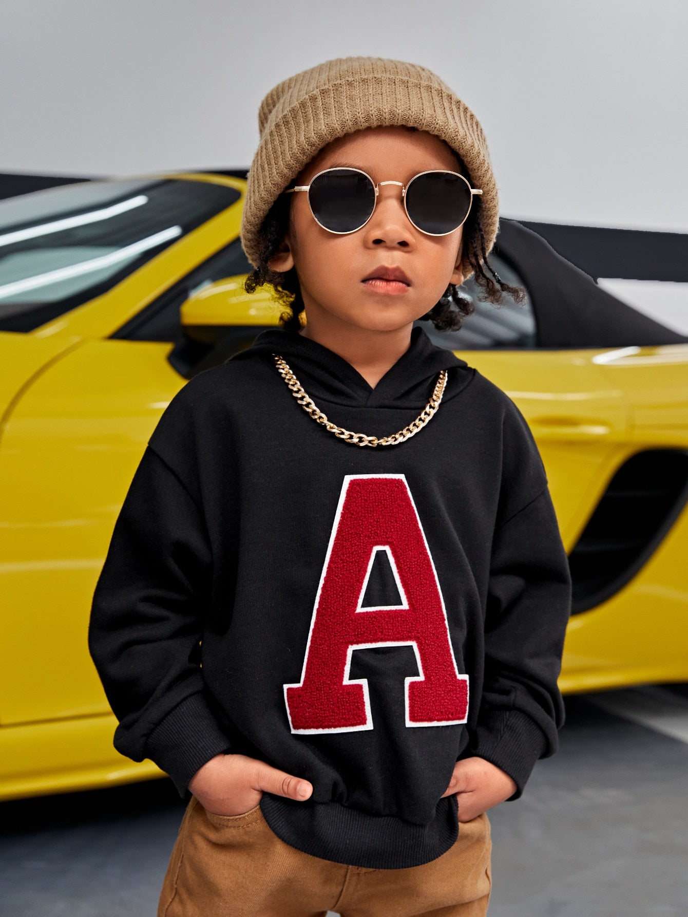 Young Boy Letter Graphic Drop Shoulder Hoodie