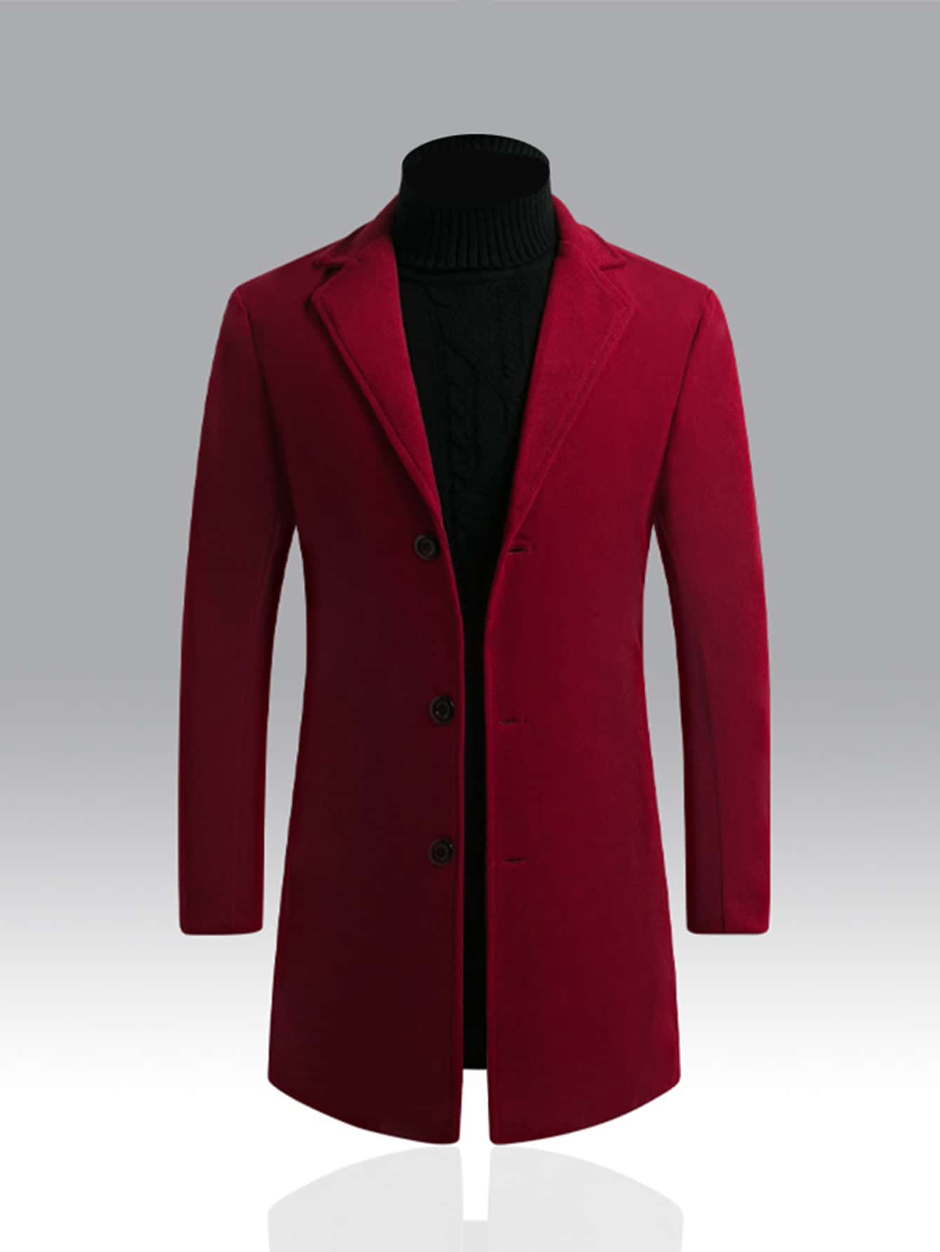 Men 1pc Lapel Collar Single Breasted Overcoat