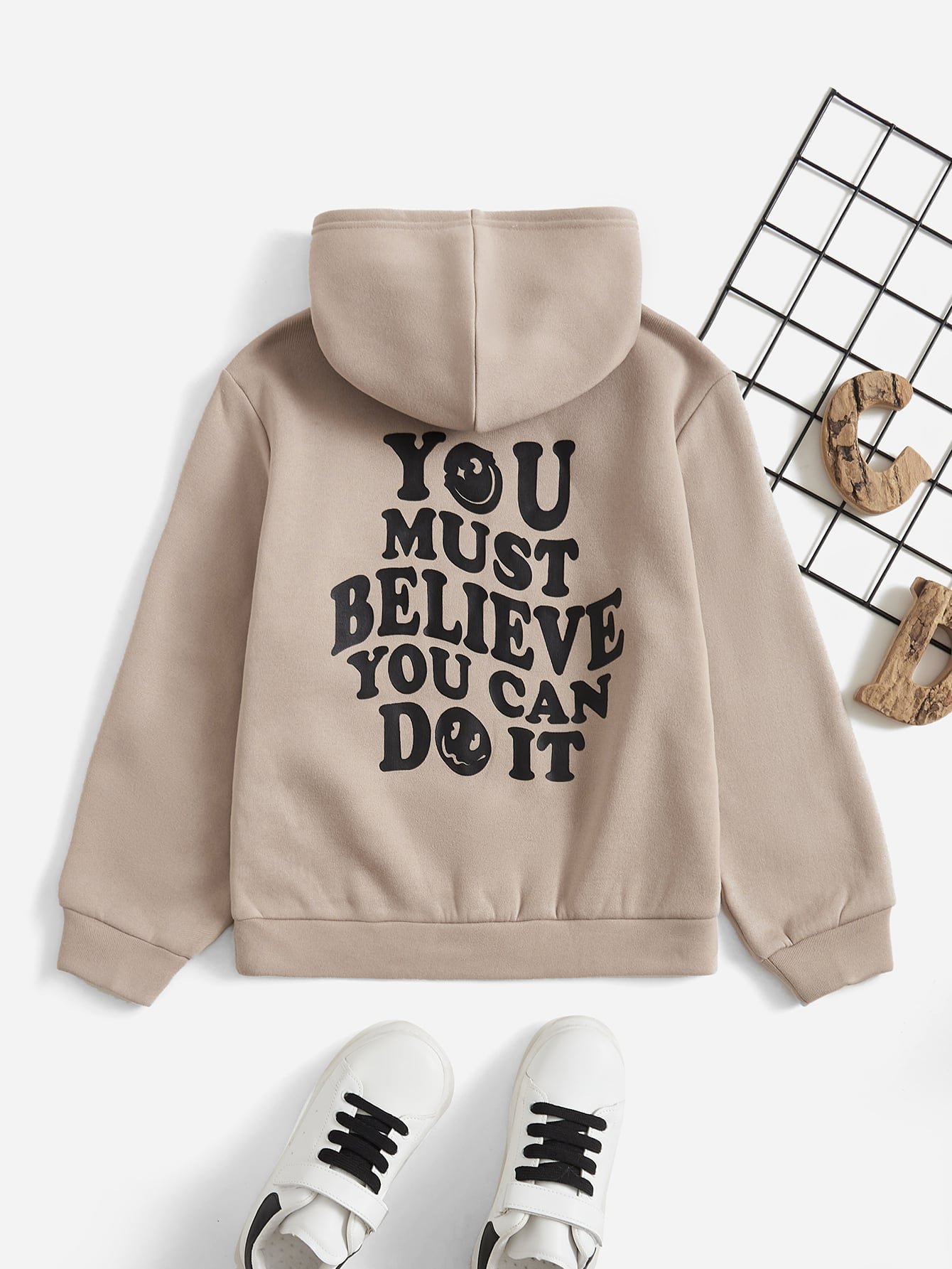 Slogan Printed Hoodie For Tween Boys, Suitable For Daily Wear In Spring And Autumn Seasons