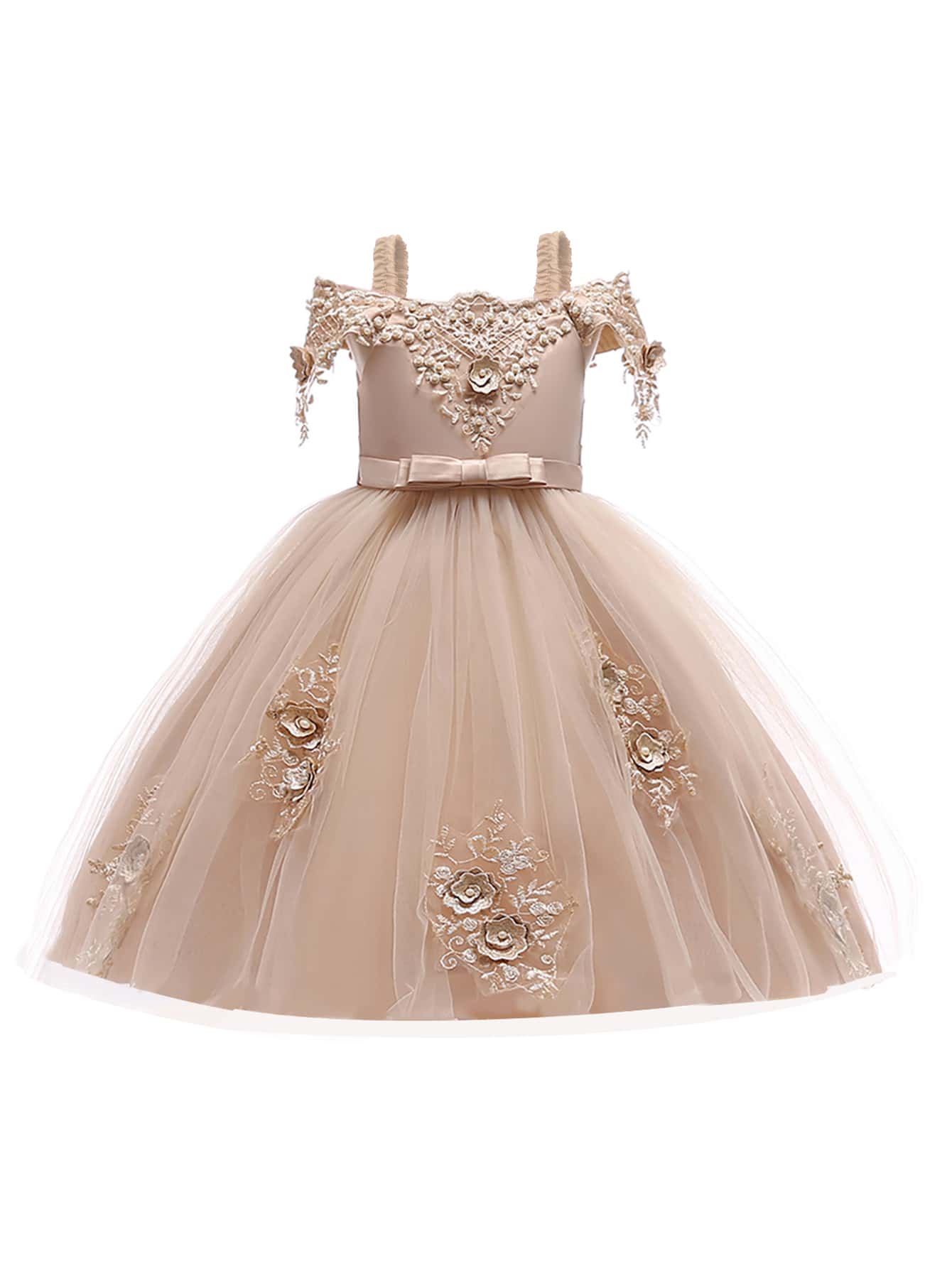 Solid Color Tulle Satin Fluffy Dress For Tween Girls, Gorgeous And  Dress Suitable For Catwalk And Campus Performances, Hair Accessory Not Included