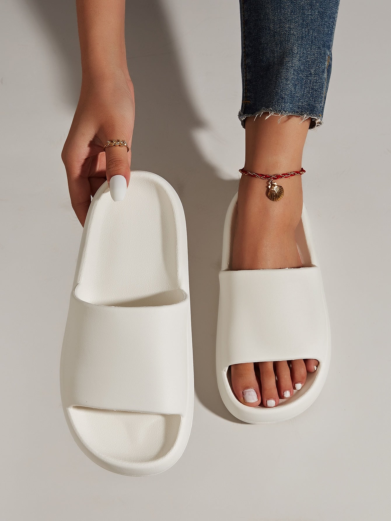 Women Minimalist Single Band Slides, EVA Fashion Slides