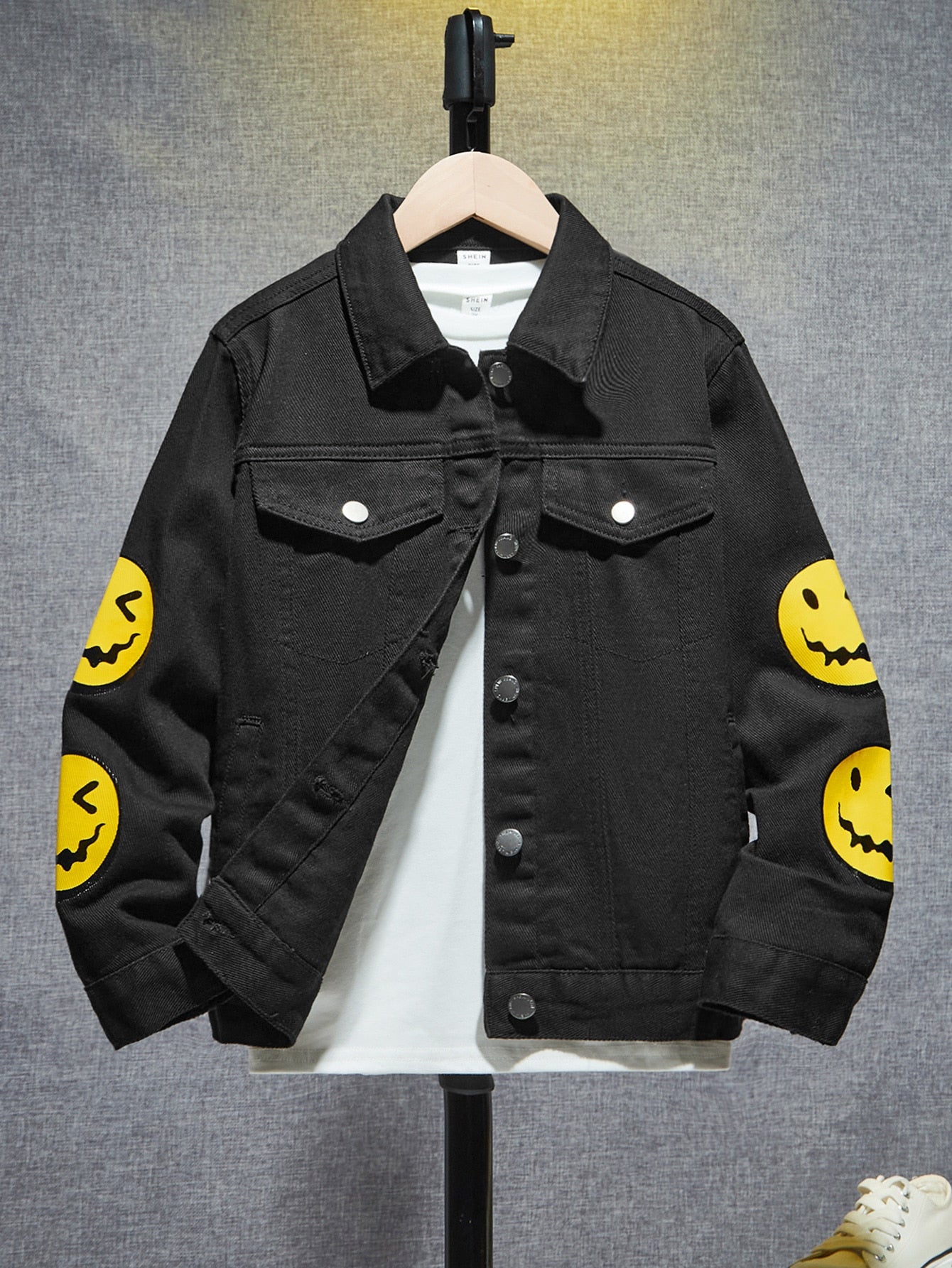 Tween Boy Expression Print Denim Jacket Without Tee