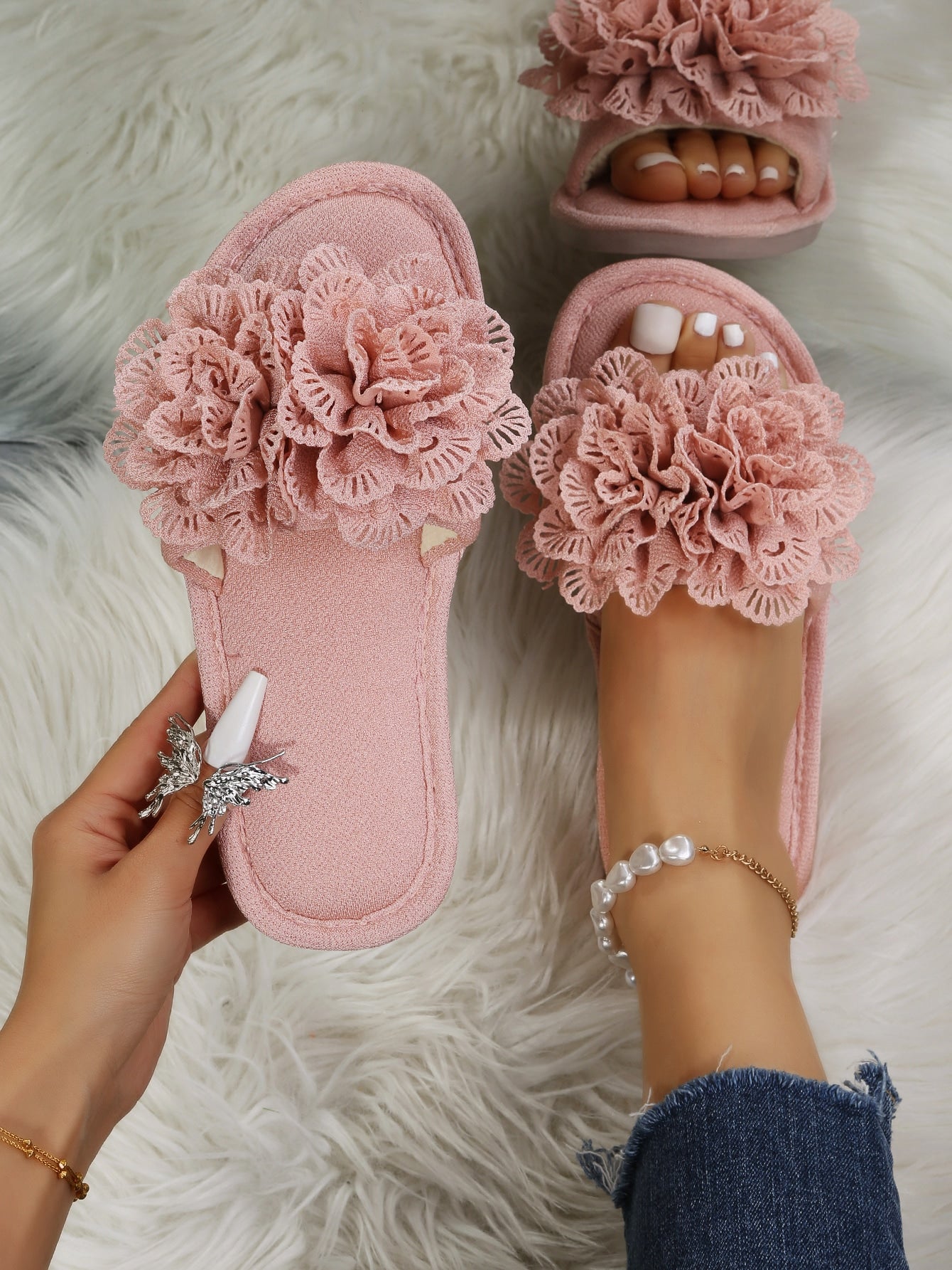 Flower Decor Novelty Slippers