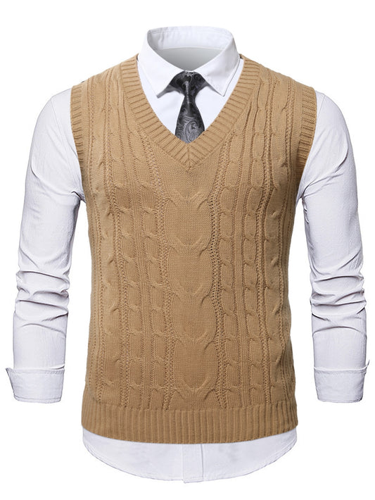 Men 1pc Cable Knit Sweater Vest