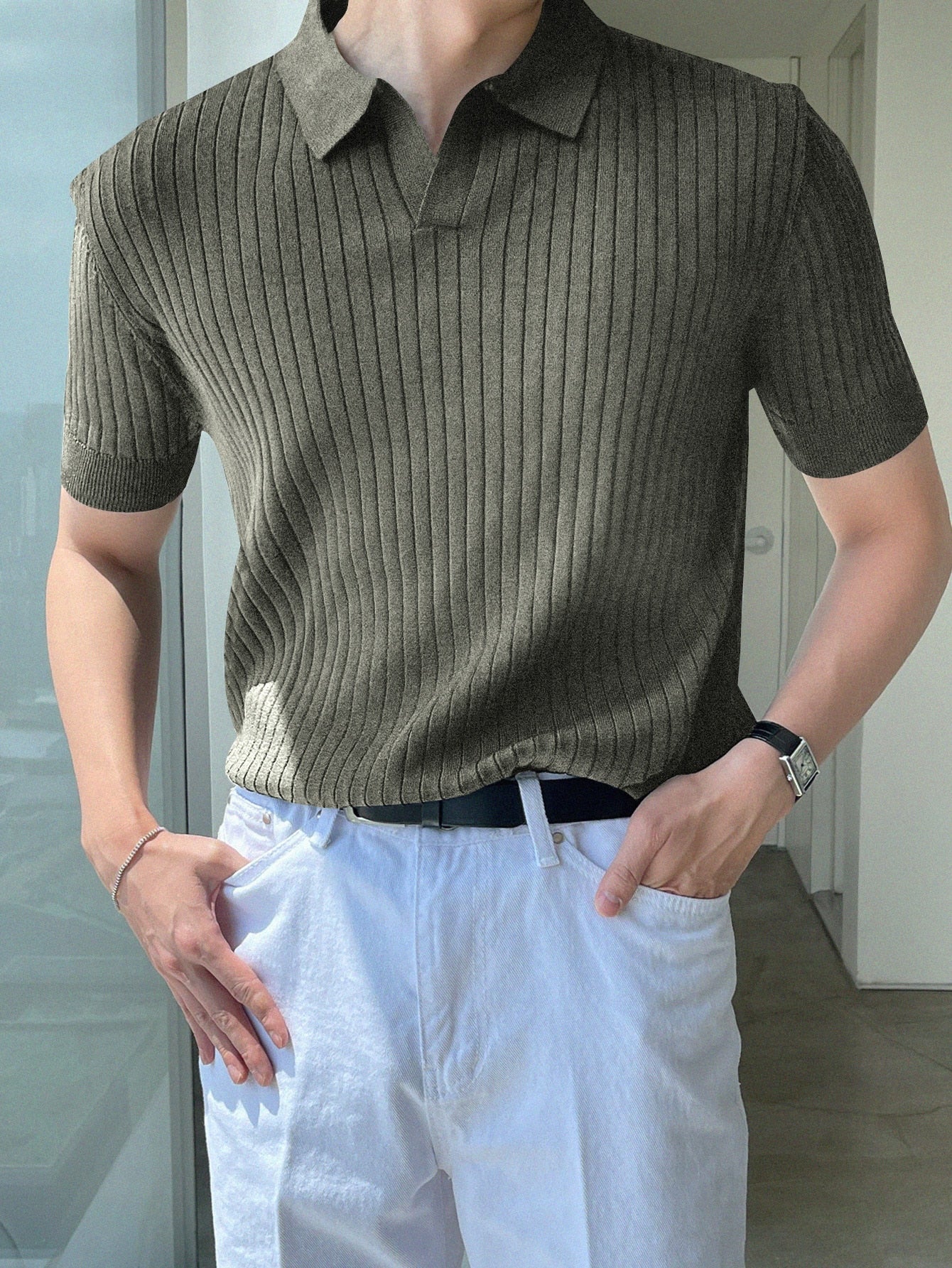 Men Ribbed Knit Top