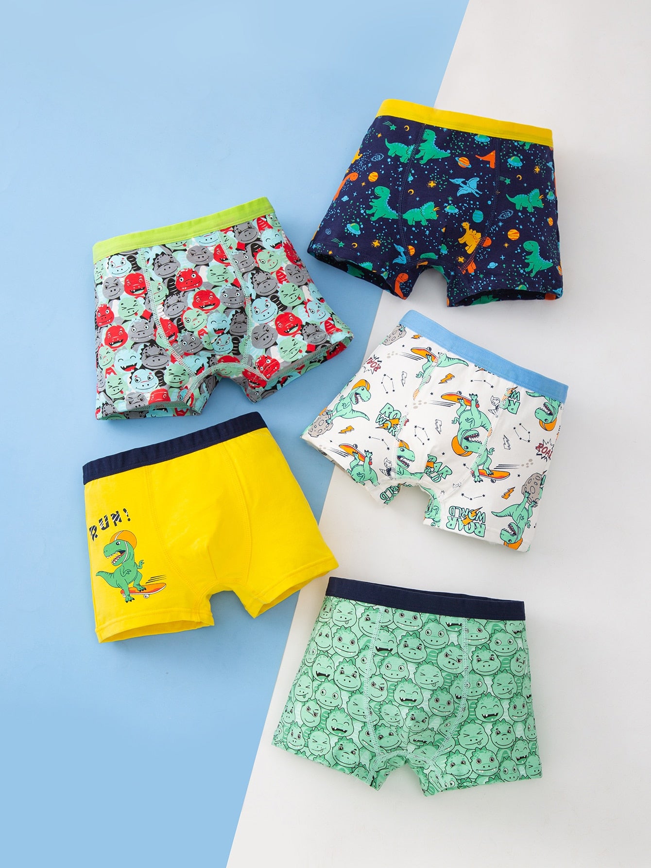 Young Boy 5pcs Cartoon & Letter Graphic Boxer Brief