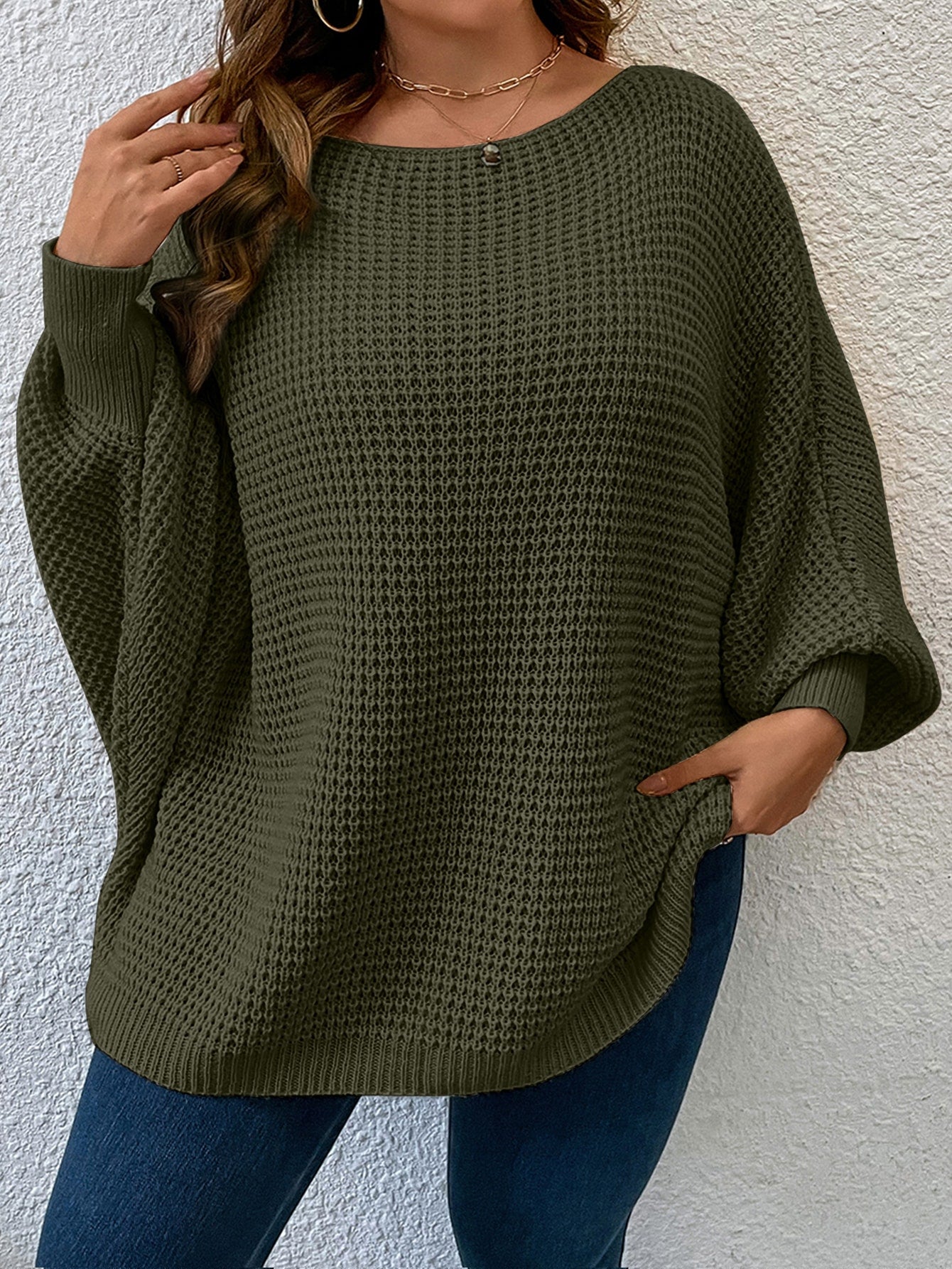 Plus Size Women's Plain And Simple Daily Wear Pullover Sweater