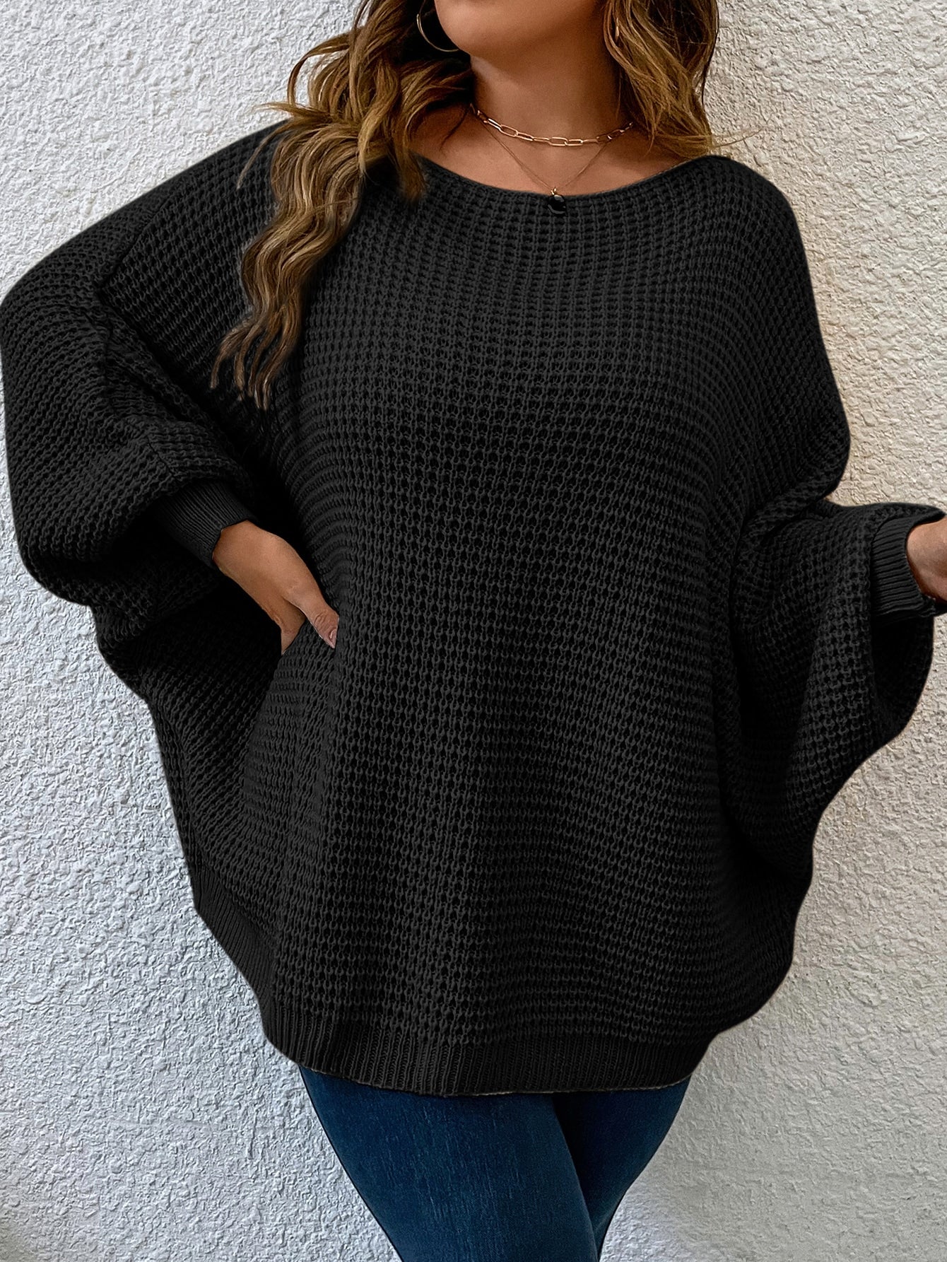 Plus Size Women's Plain And Simple Daily Wear Pullover Sweater