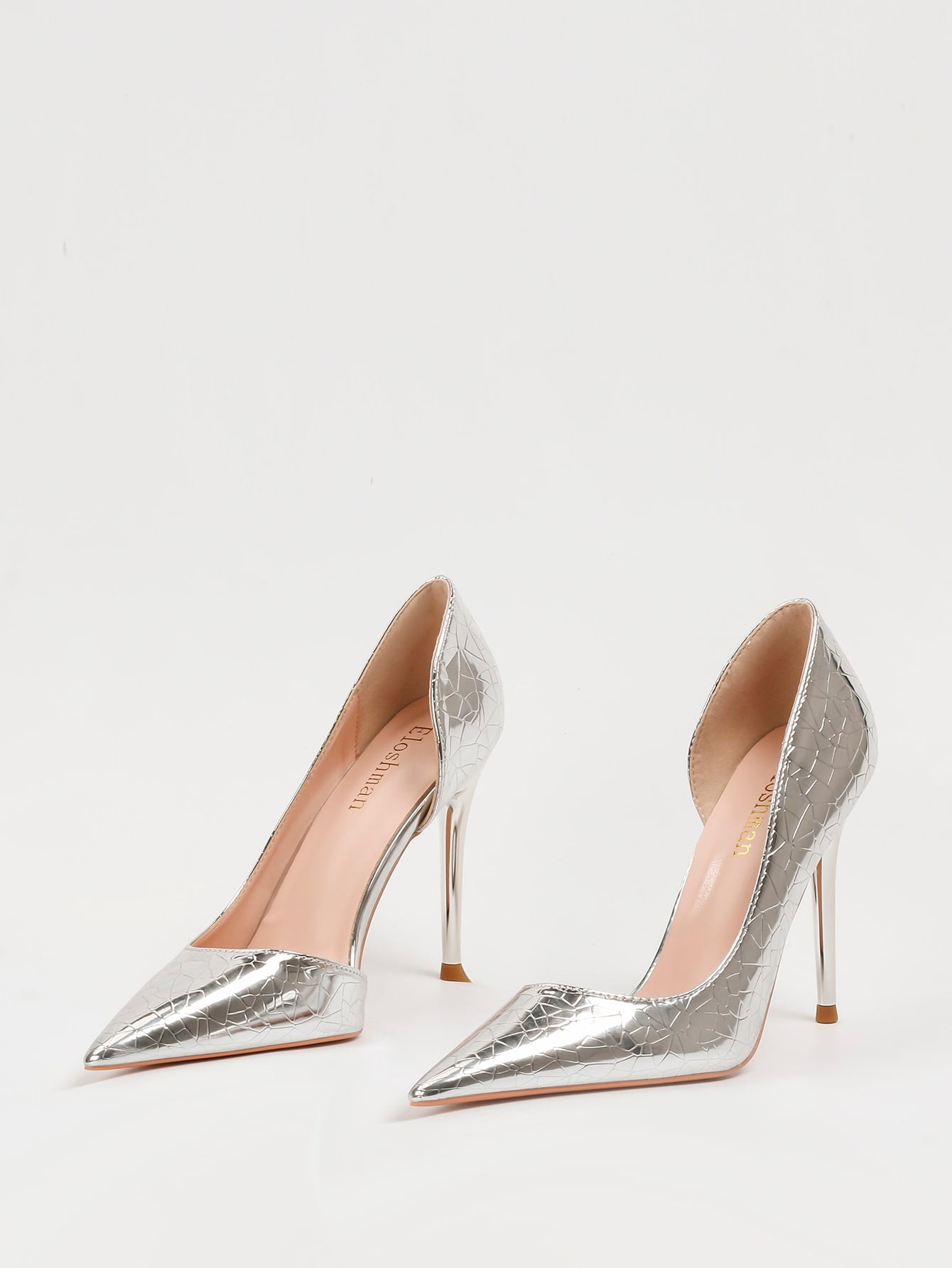 Metallic Geometric Pattern Court Pumps