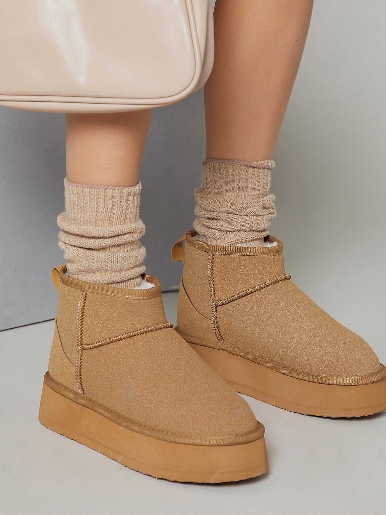 Faux Suede Slip On Ankle Booties