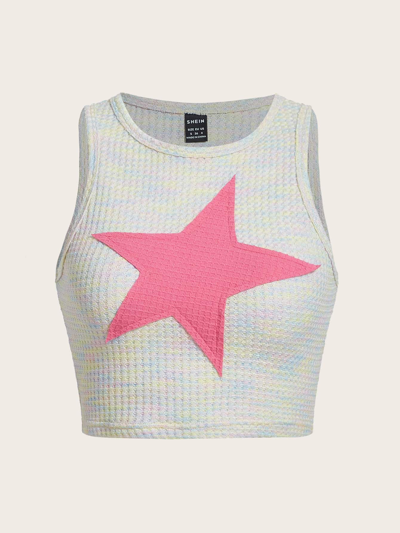 Star Patched Crop Tank Top