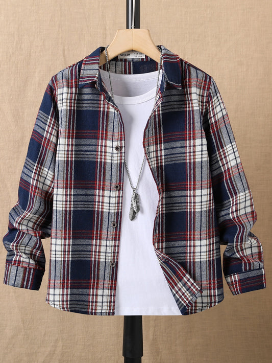 Tween Boy Plaid Print Shirt Without Tee