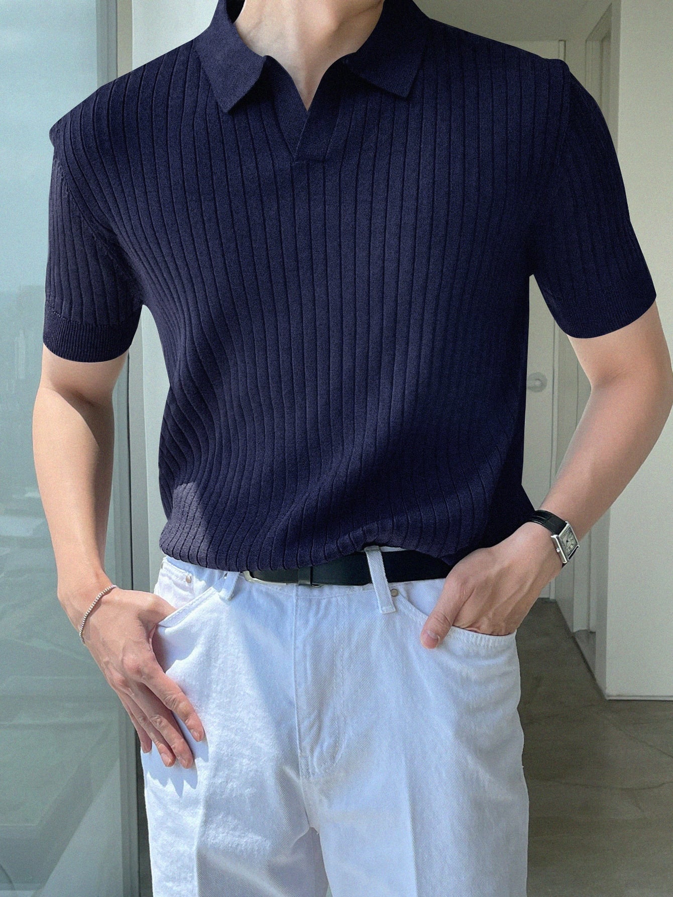 Men Ribbed Knit Top