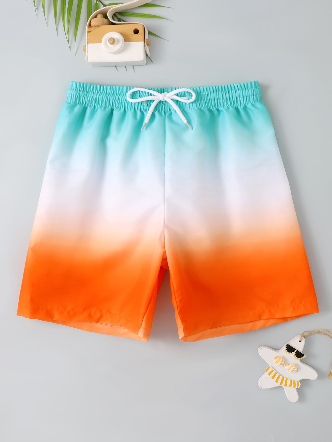 Tween Boy Ombre Drawstring Waist Swim Shorts