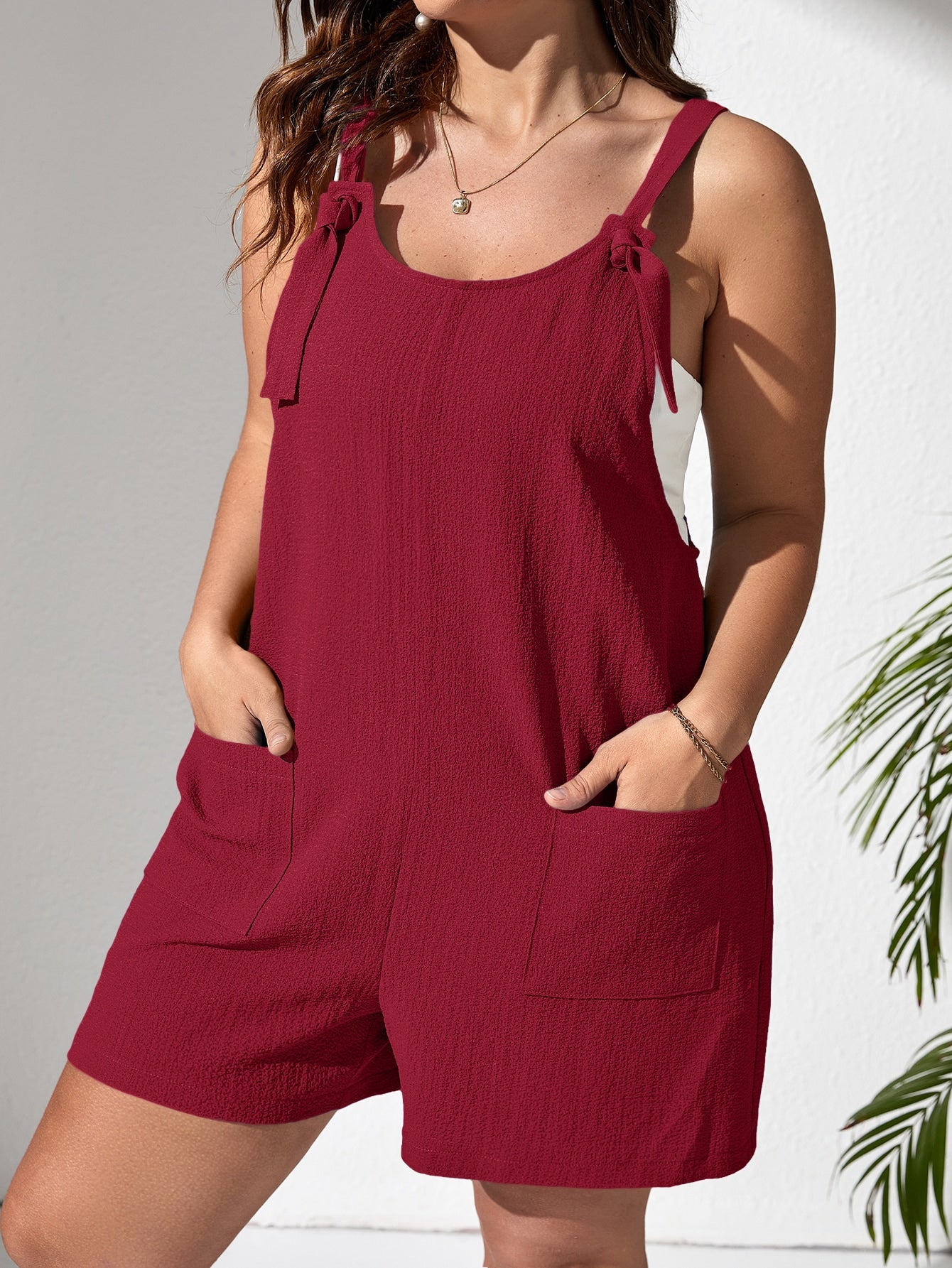 Plus Pocket Patched Romper