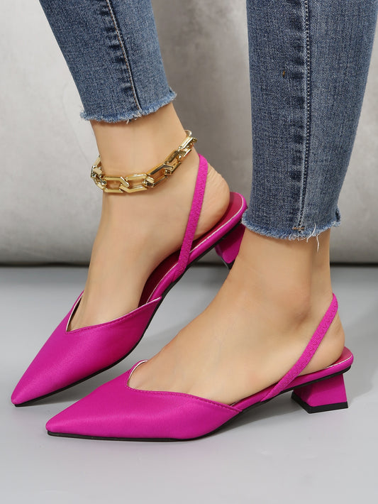 Minimalist Point Toe Slingback Flats,Women's fashionable pointed-toe spring and autumn high heels with hollow-out and pink color, perfect for work, gatherings, parties, weddings, and gifts