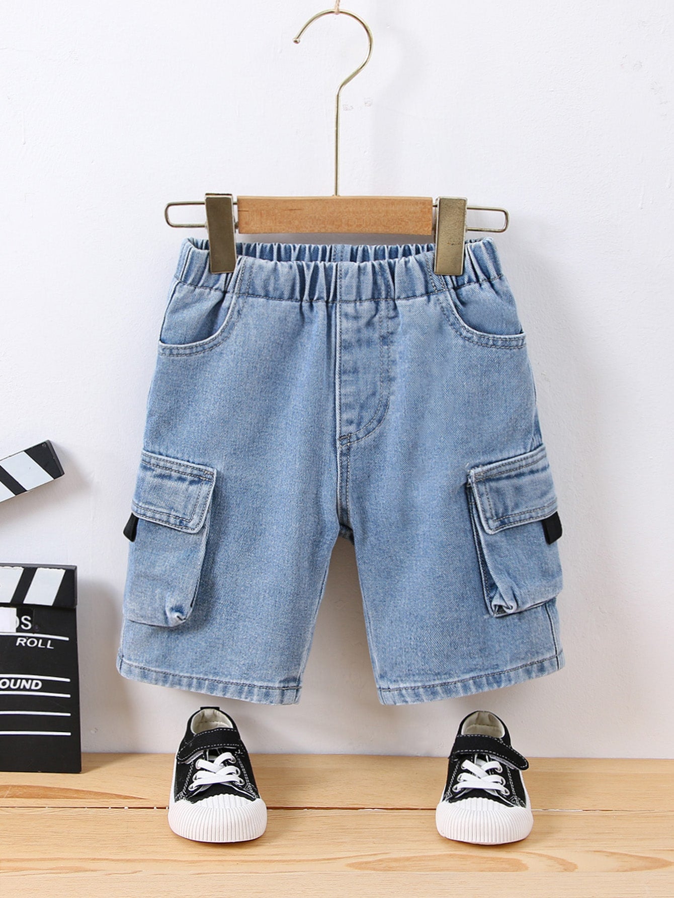 Young Boy Flap Pocket Side Denim Shorts