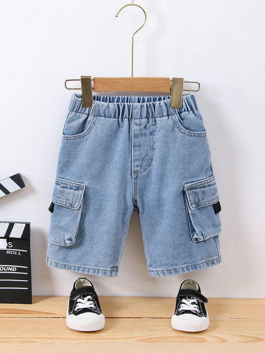 Young Boy Flap Pocket Side Denim Shorts