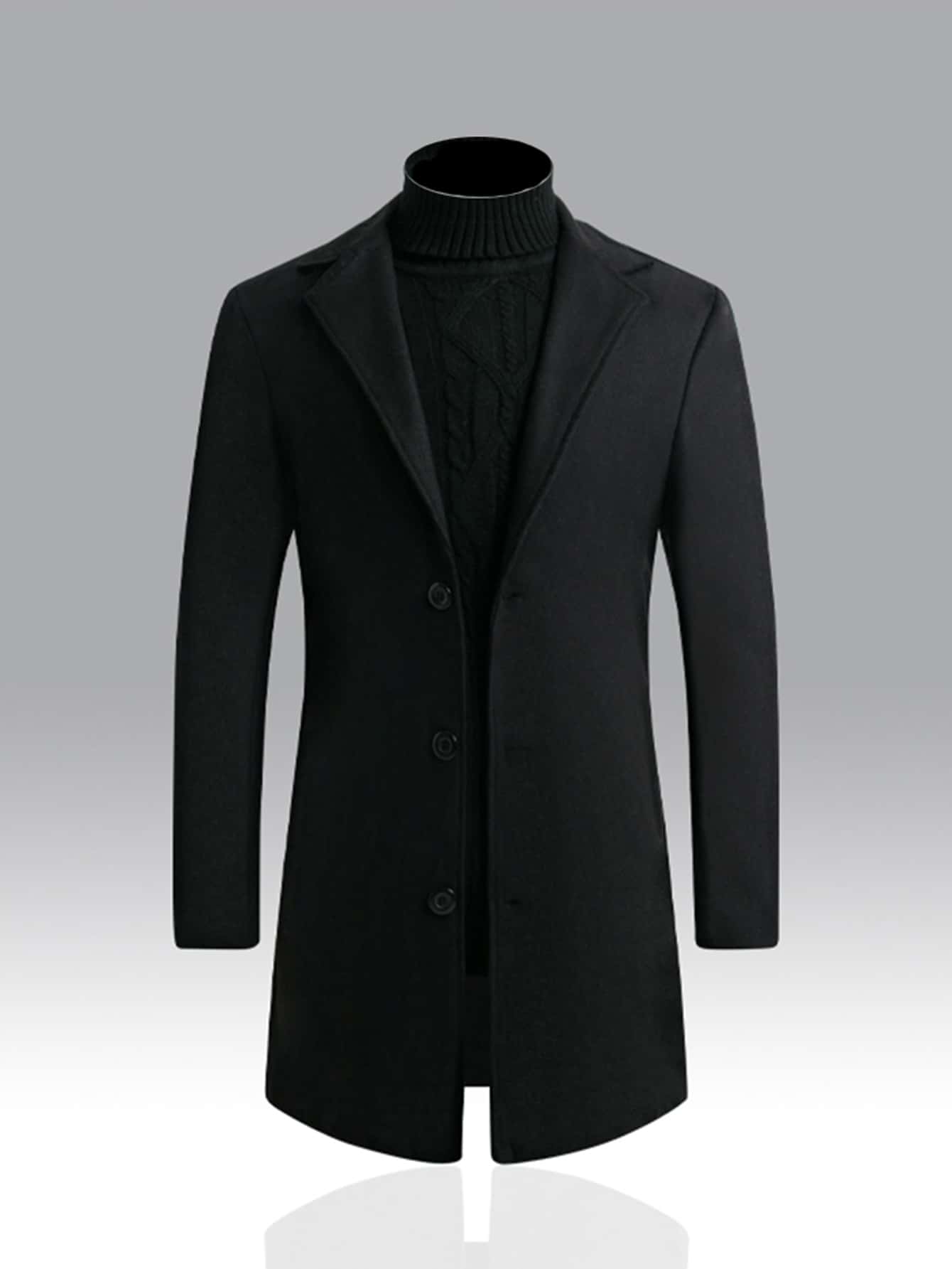 Men Lapel Neck Overcoat Without Sweater