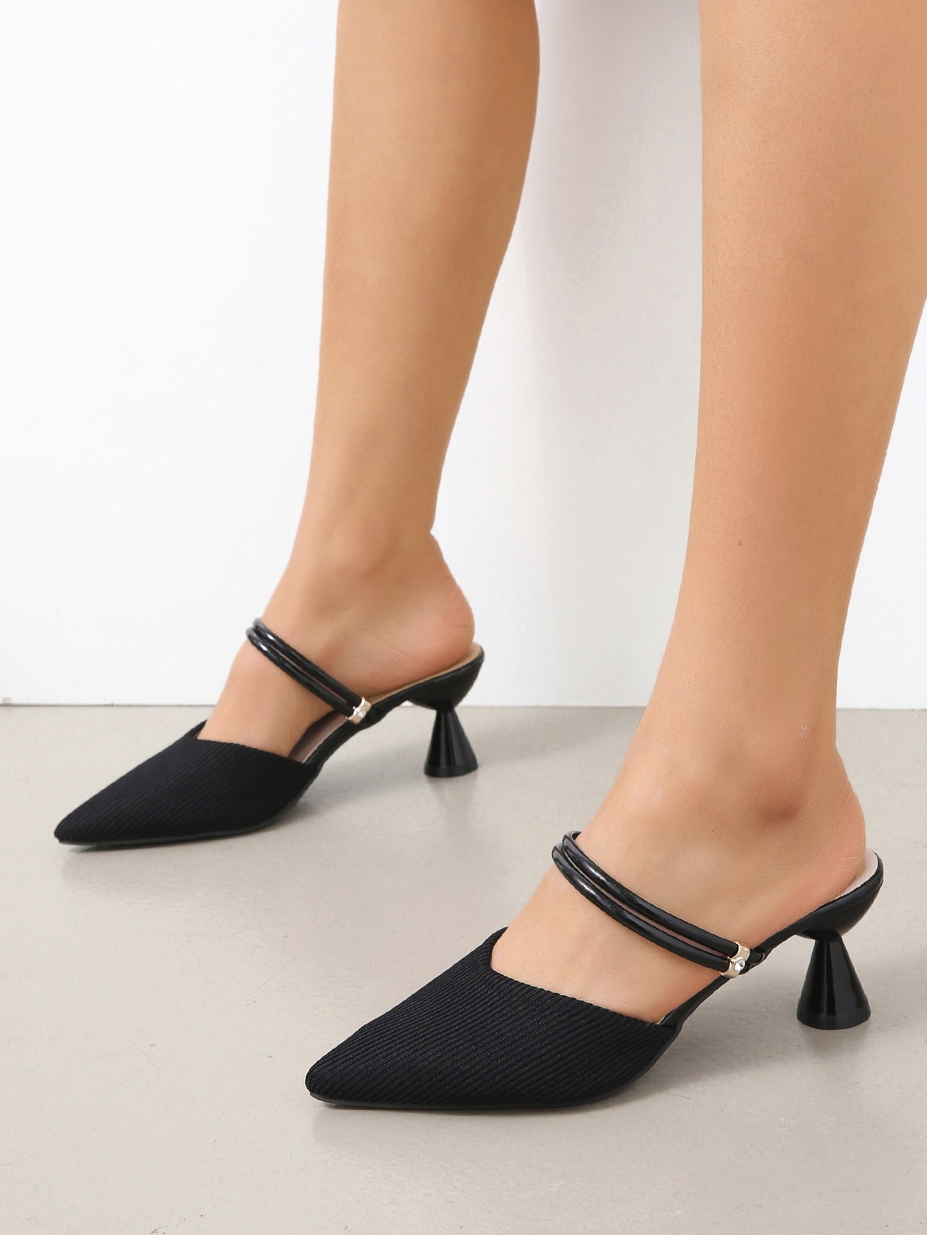 Women's Spring/Autumn New Pointed Toe Half-Slipper High Heels, Can Be Worn Two Ways