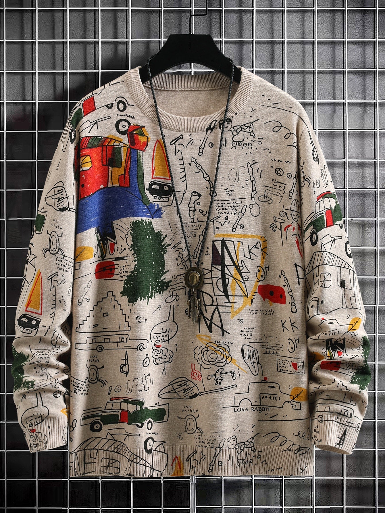 Men Graffiti Print Sweater