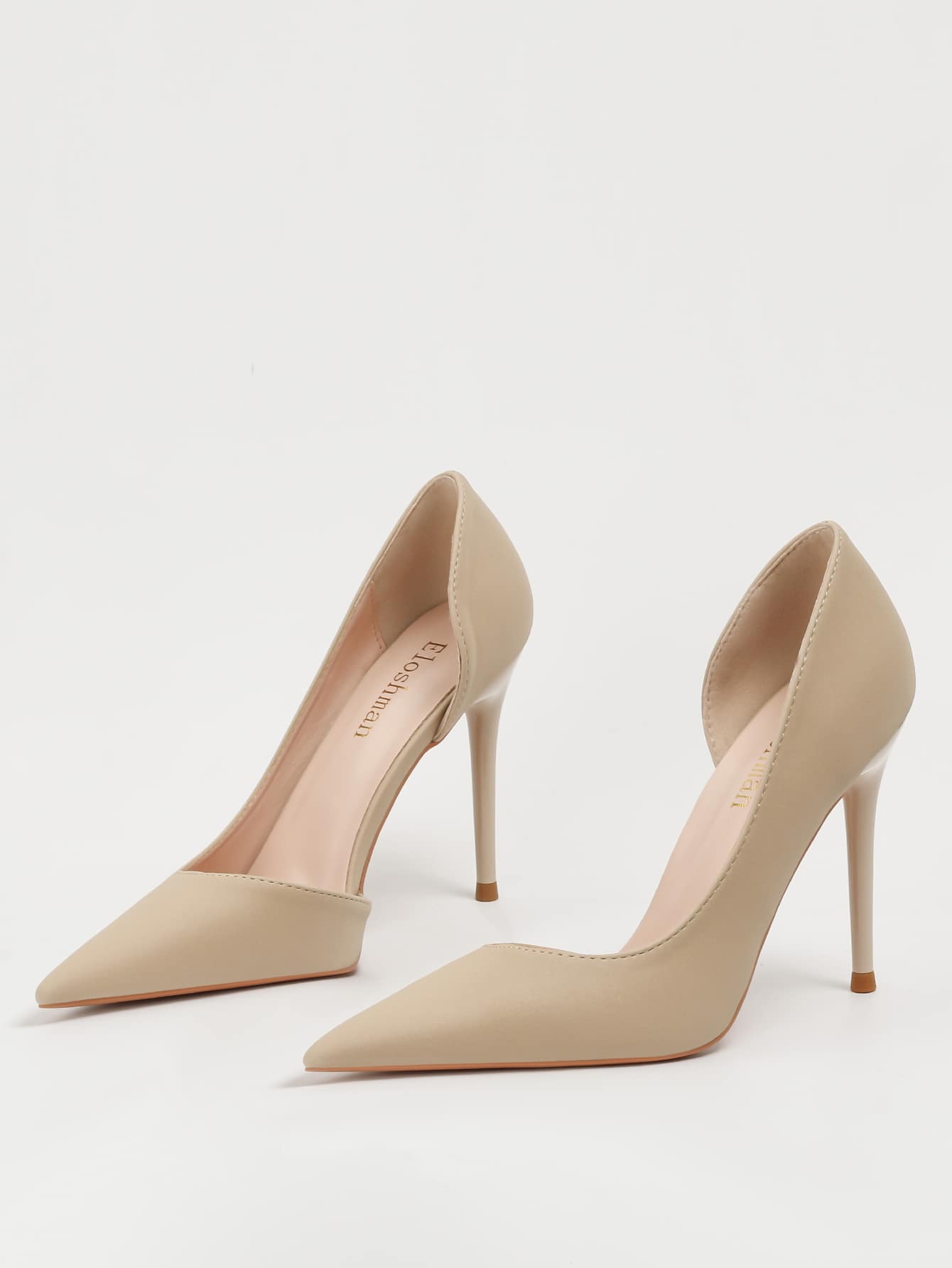 Minimalist Point Toe Stiletto Heeled Court Pumps, Apricot Color Elegant Solid Color High Heel Shoes