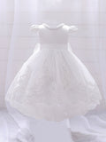 Young Girls' Lace Dress With Bowknot Back Decor, Sweet & Cute Style Princess Skirt Suitable For Performances, Traveling And Vacations
