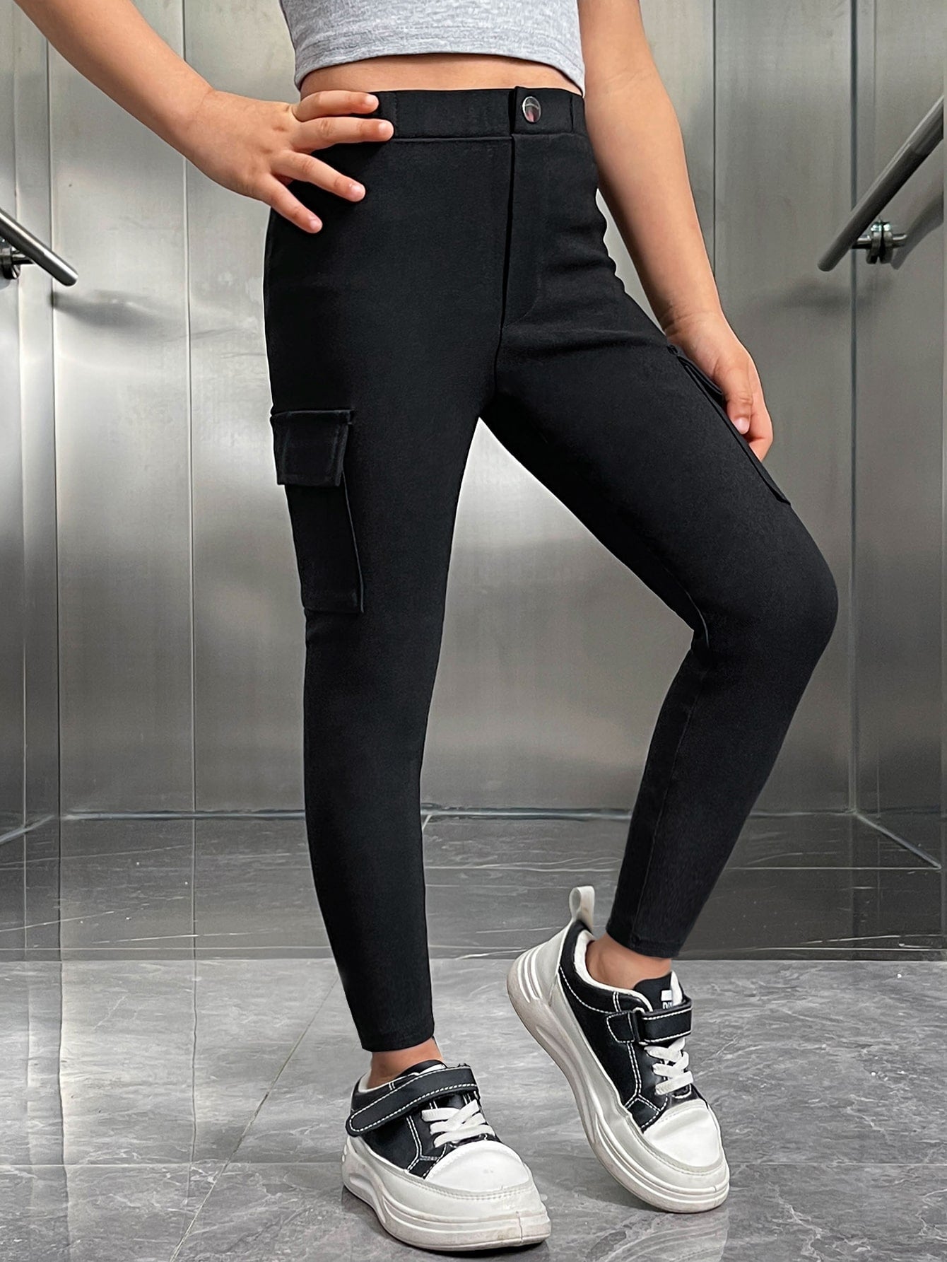 Girls' Casual Slim Fit Twill Pants