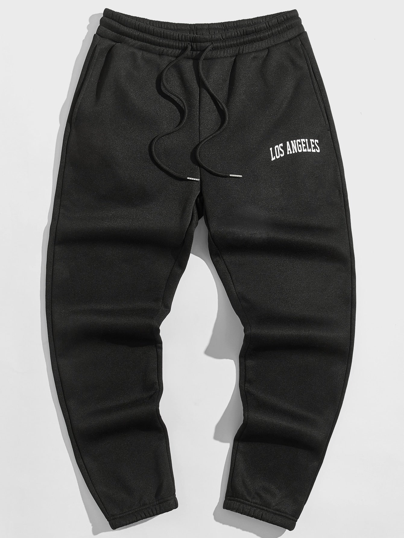 Men Letter Graphic Drawstring Waist Thermal Sweatpants