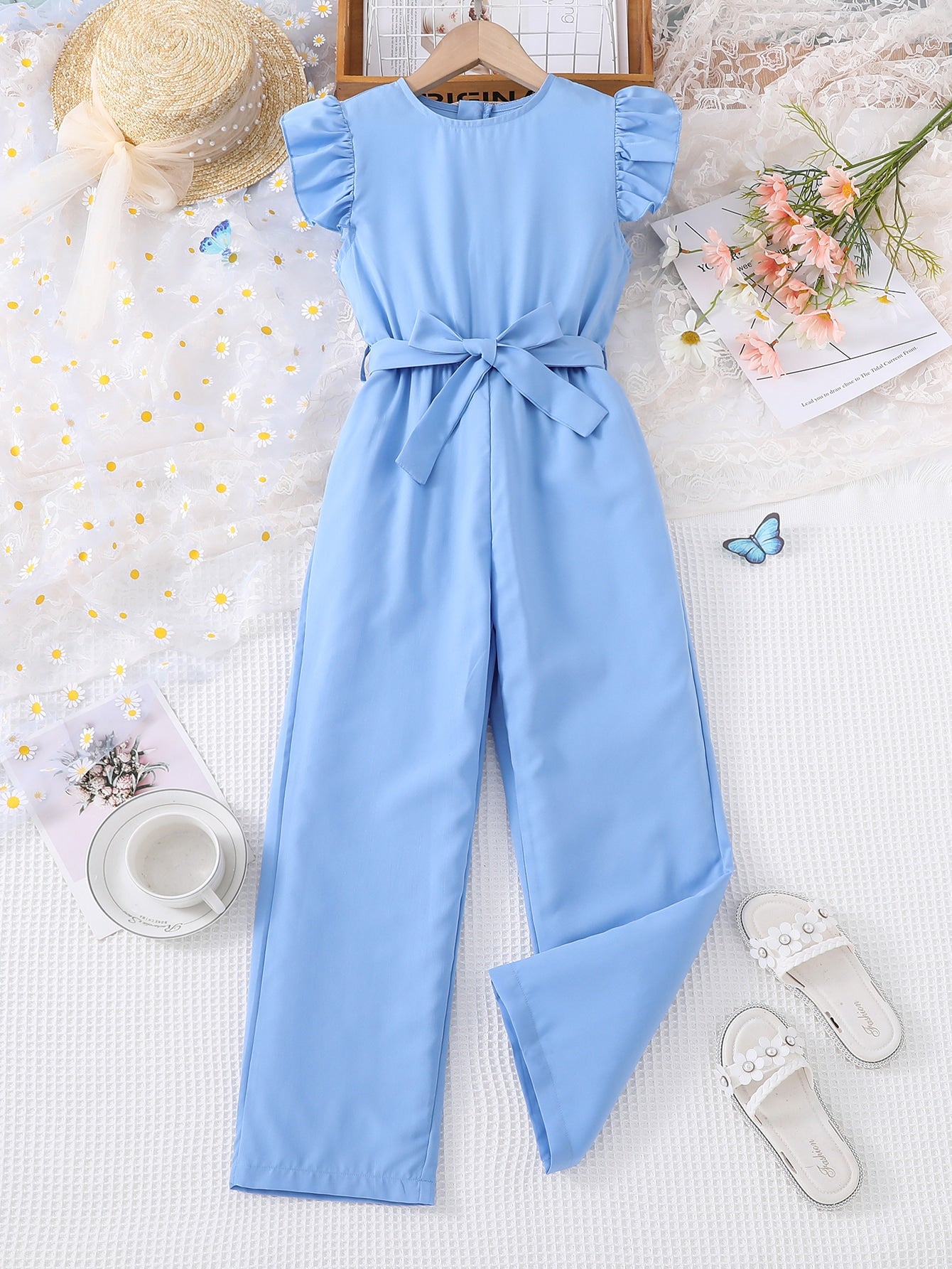 Tween Girl Ruffle Trim Jumpsuit