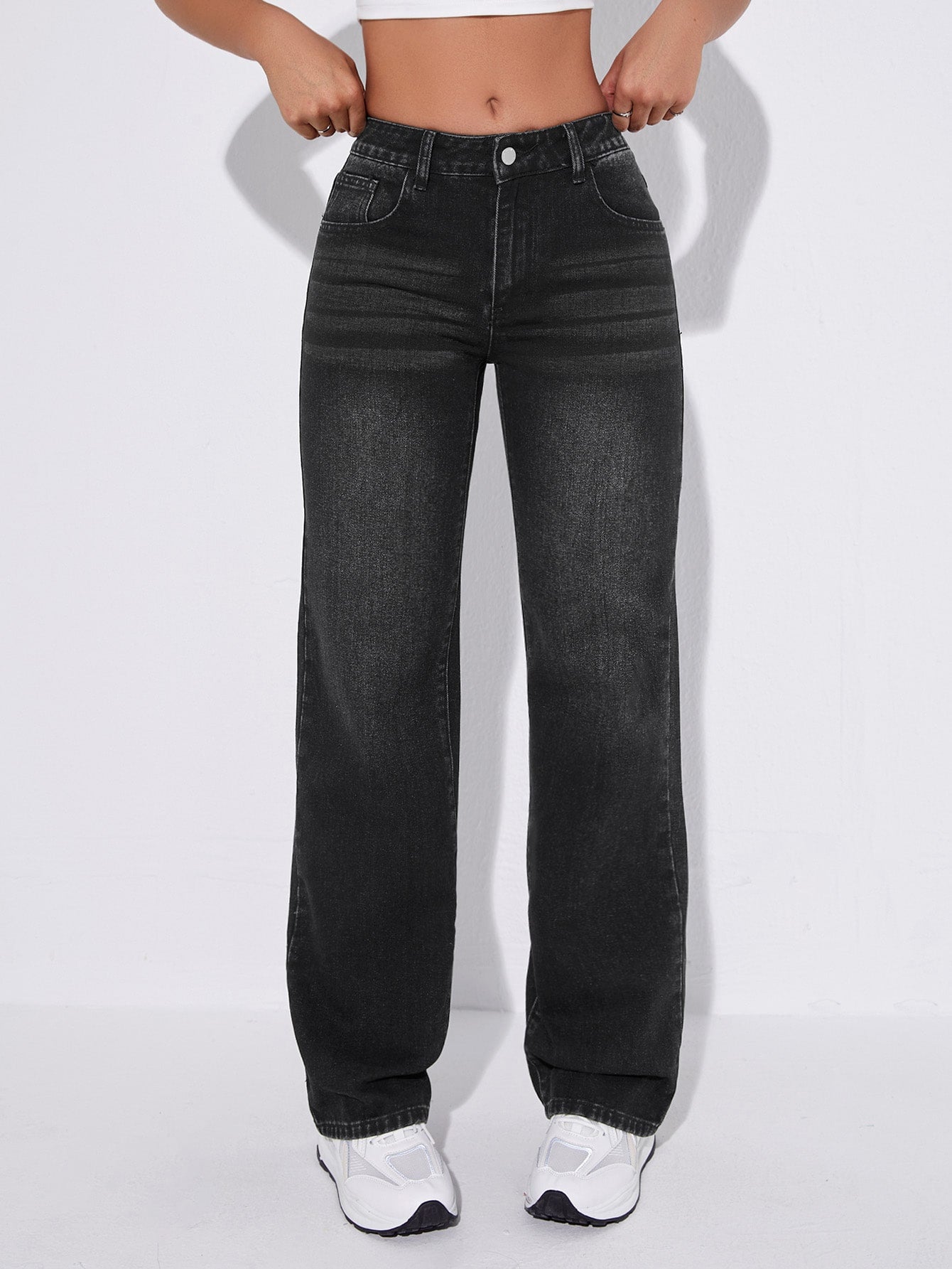 Slant Pocket Wide Leg Jeans