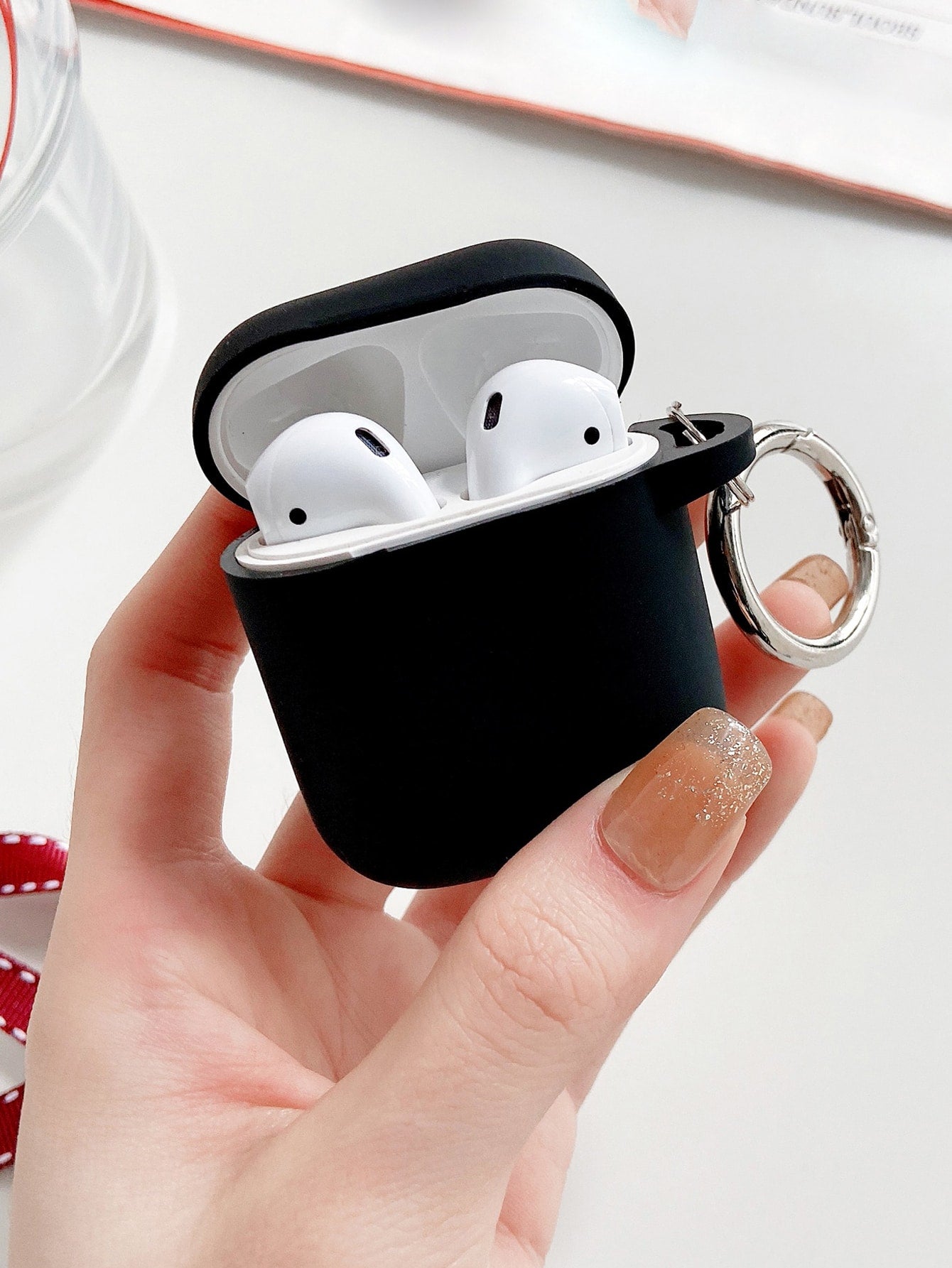 Pink Plain Silicone Case Compatible With Airpods For AirPods1/2 AirPods Pro