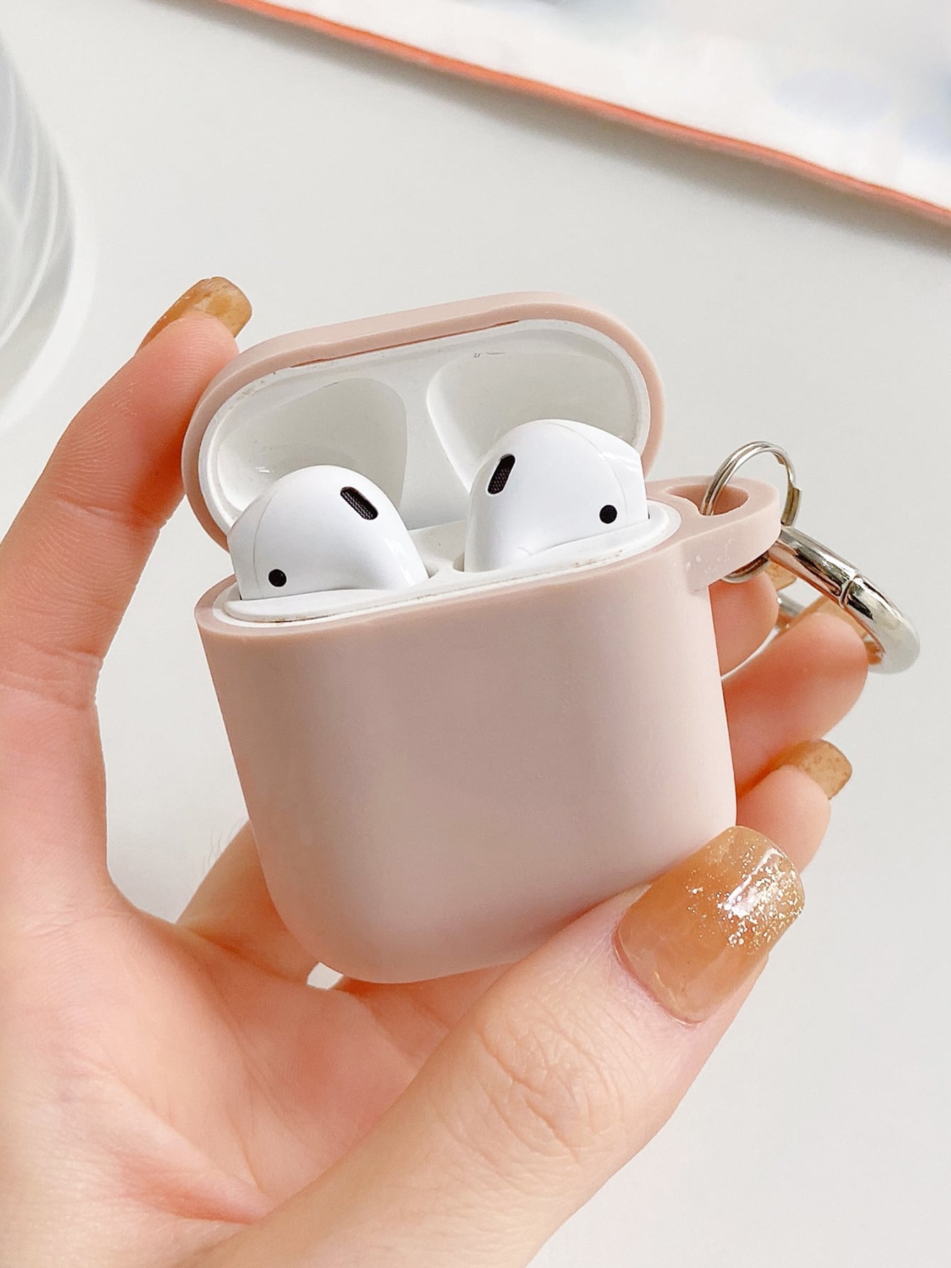 Pink Plain Silicone Case Compatible With Airpods For AirPods1/2 AirPods Pro