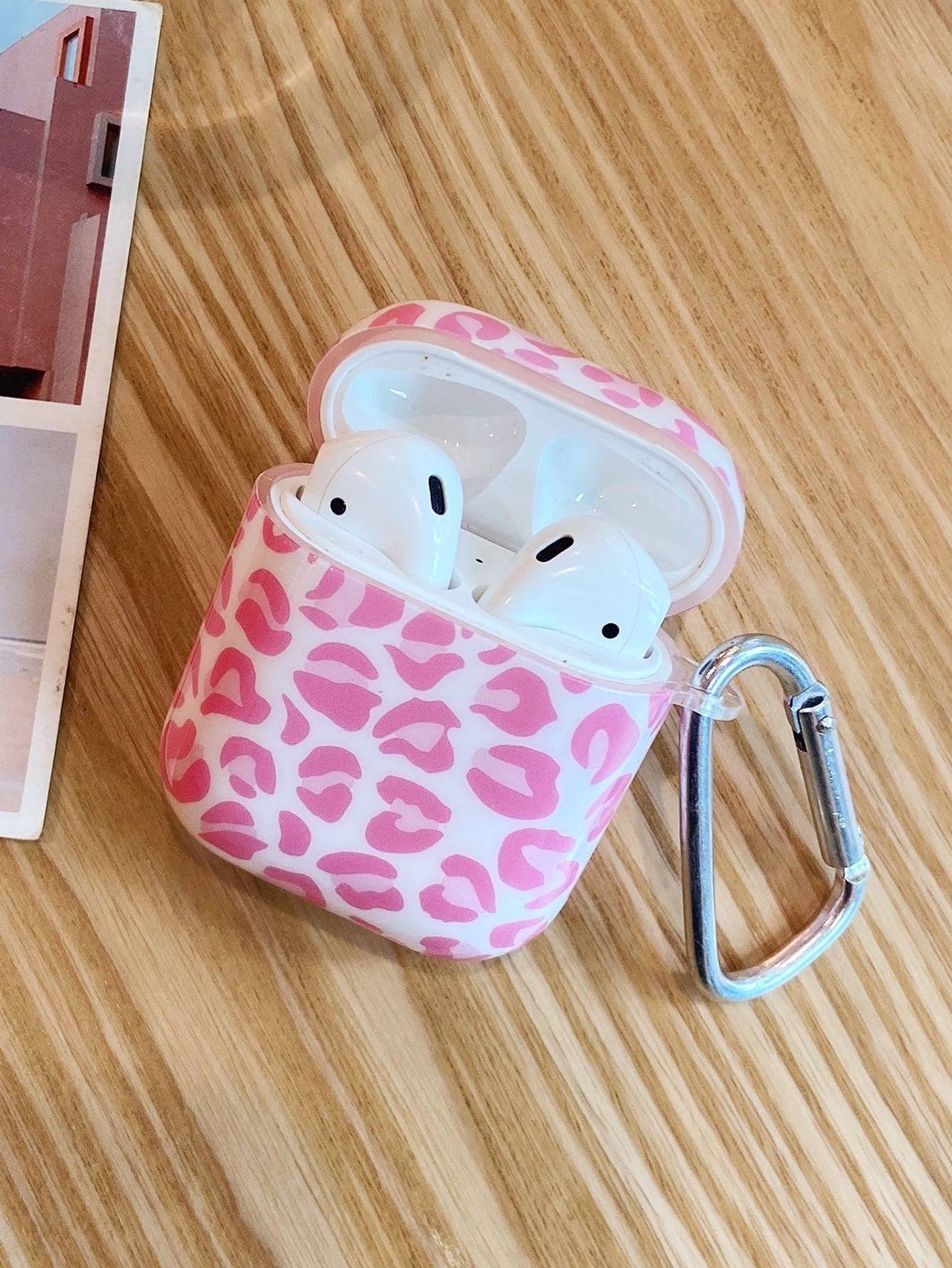 1pc Pink Leopard Print Full Cover Anti-fall Earphone Case Compatible With Apple Airpods Pro/pro2, Airpods 3, Airpods 2/1