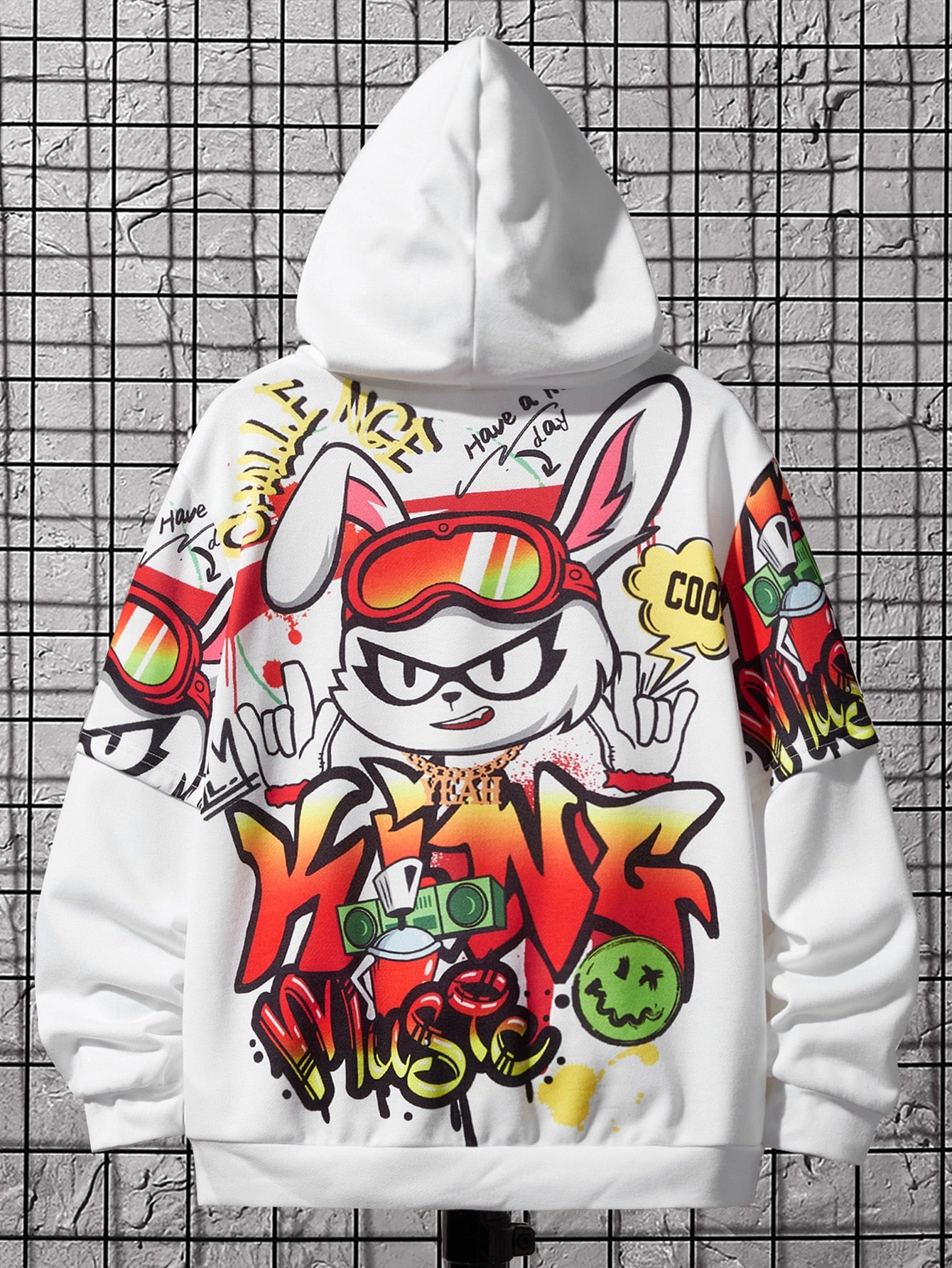 Tween Boys' Casual Hoodie, Fashionable Cartoon Print Sweatshirt For Big Kids