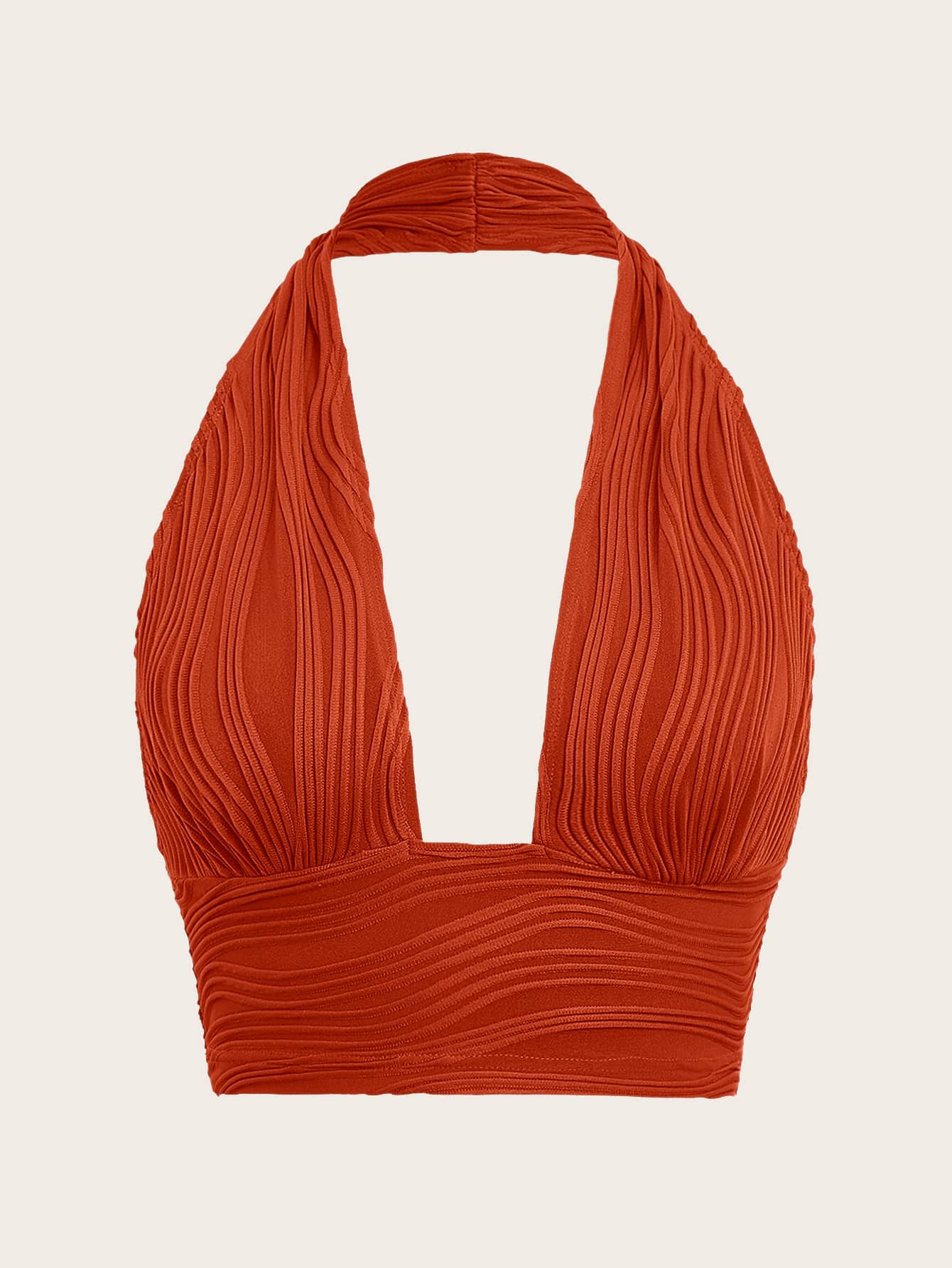 Solid Backless Crop Halter Y2k Top