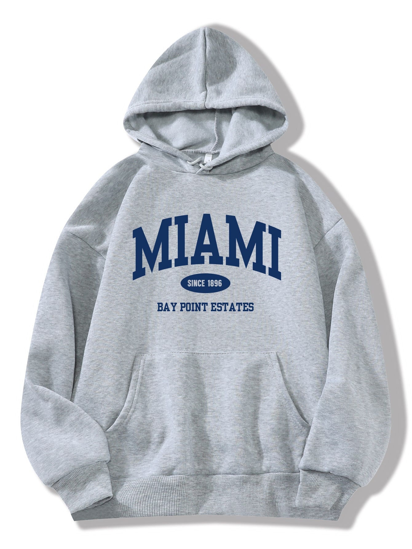 Letter Print Kangaroo Pocket Hoodie With Fleece Lining