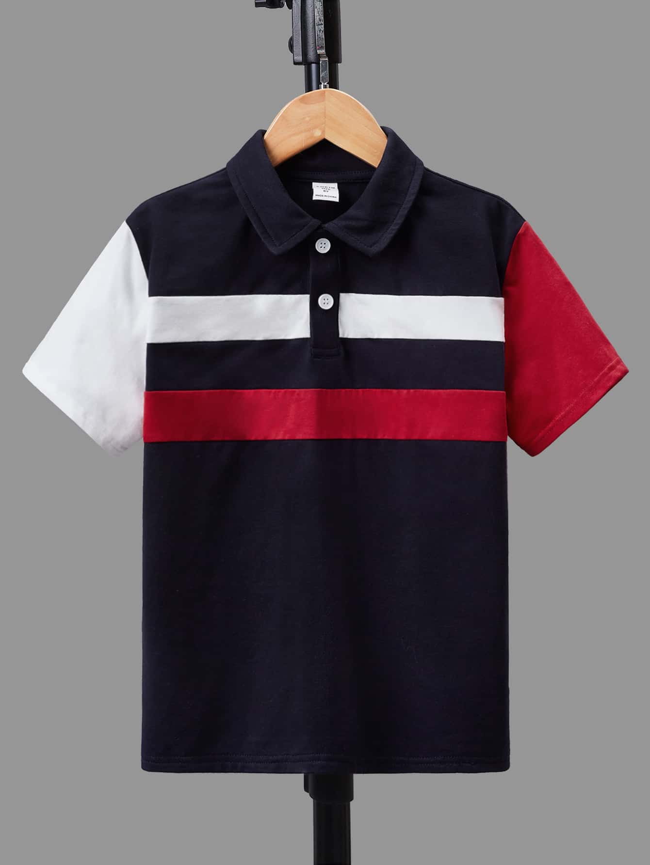 Tween Boy Short Sleeve Color Block Polo Shirt