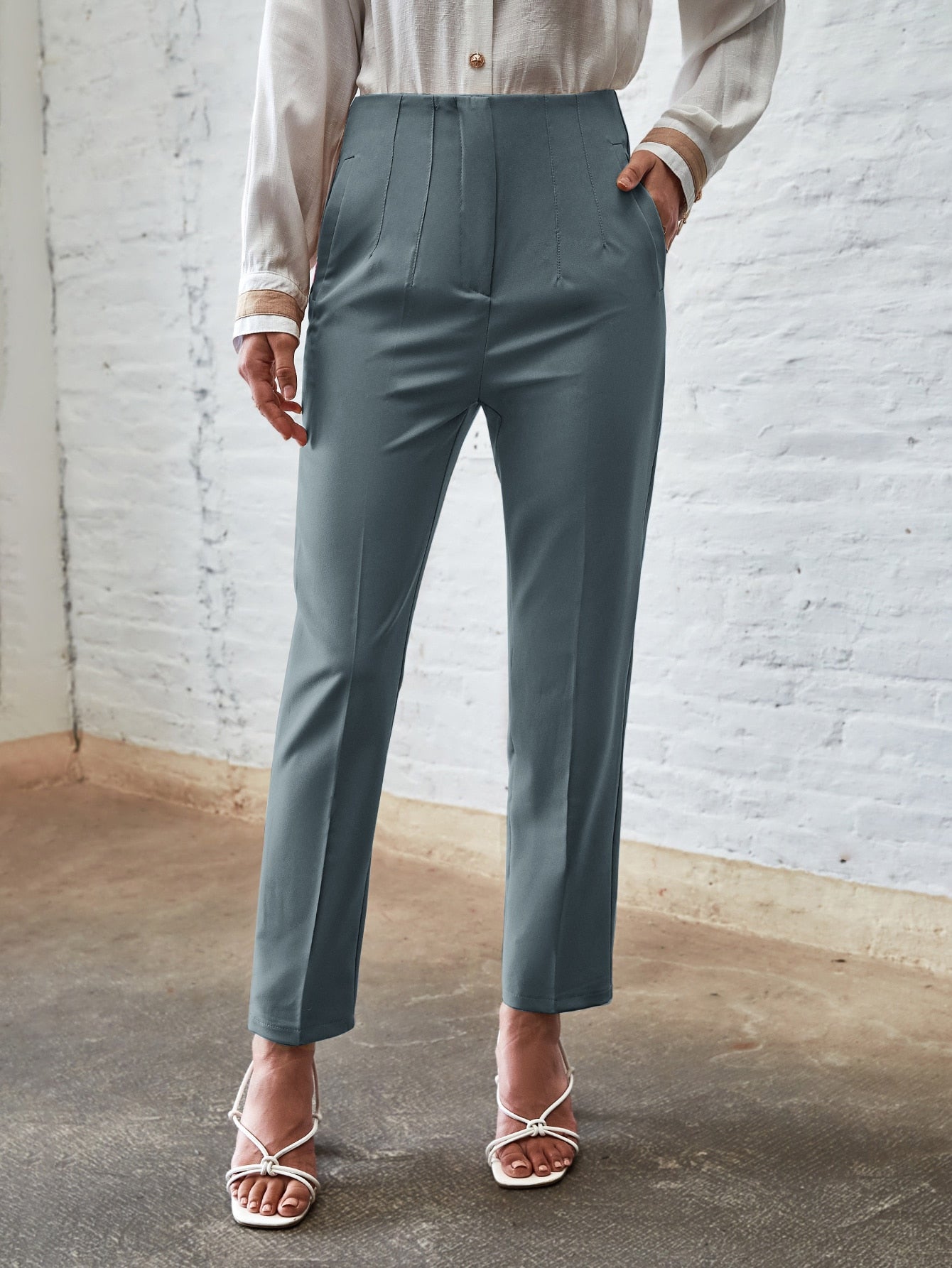 Women Simple And Versatile Daily Outfit With Regular Pants