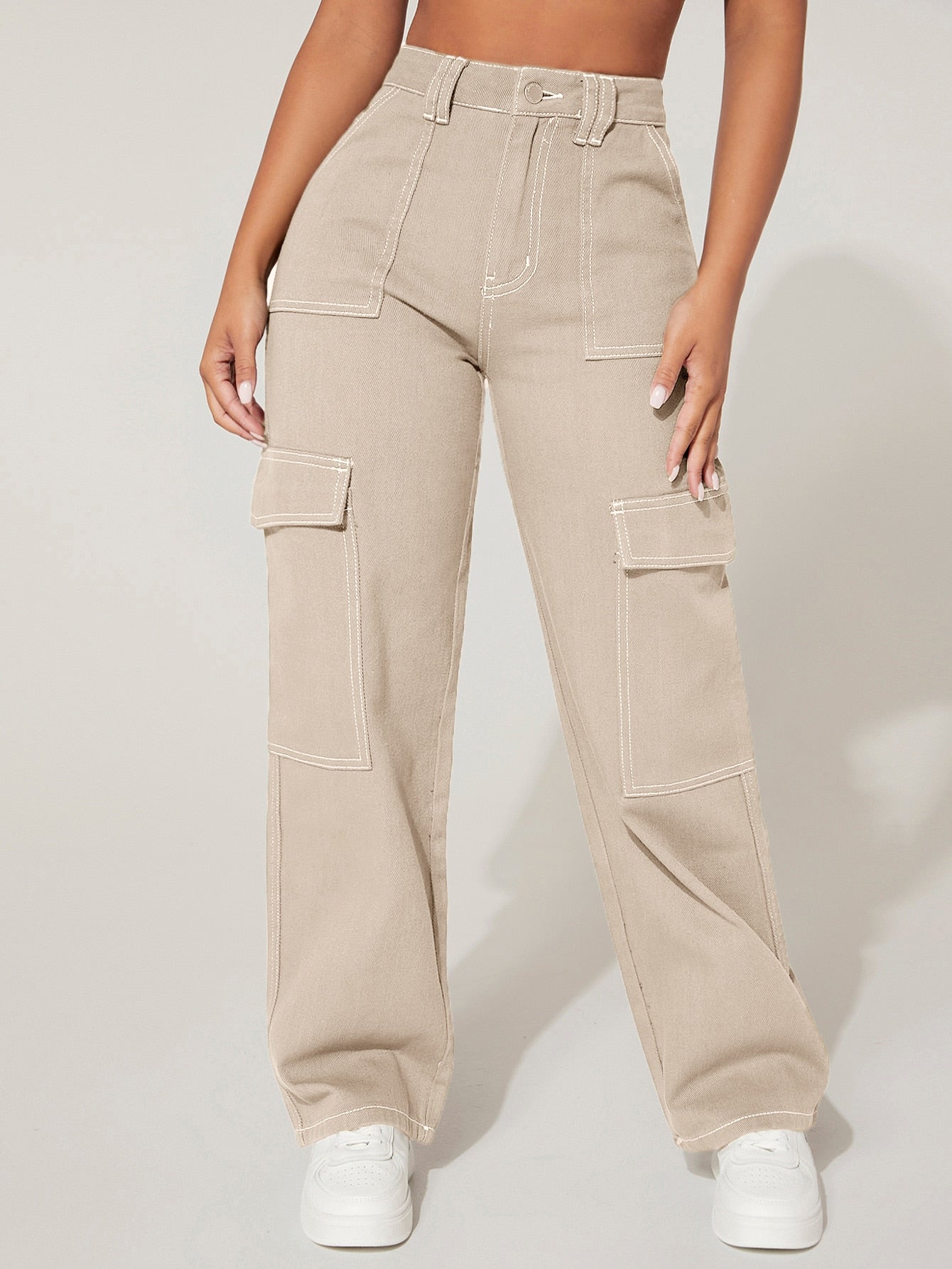 PETITE High Waist Flap Pocket Cargo Jeans