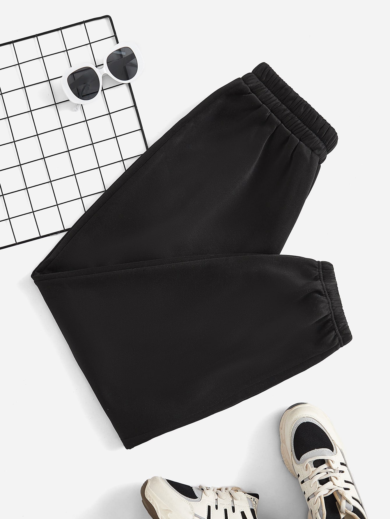 Plus Solid Elastic Waist Sweatpants