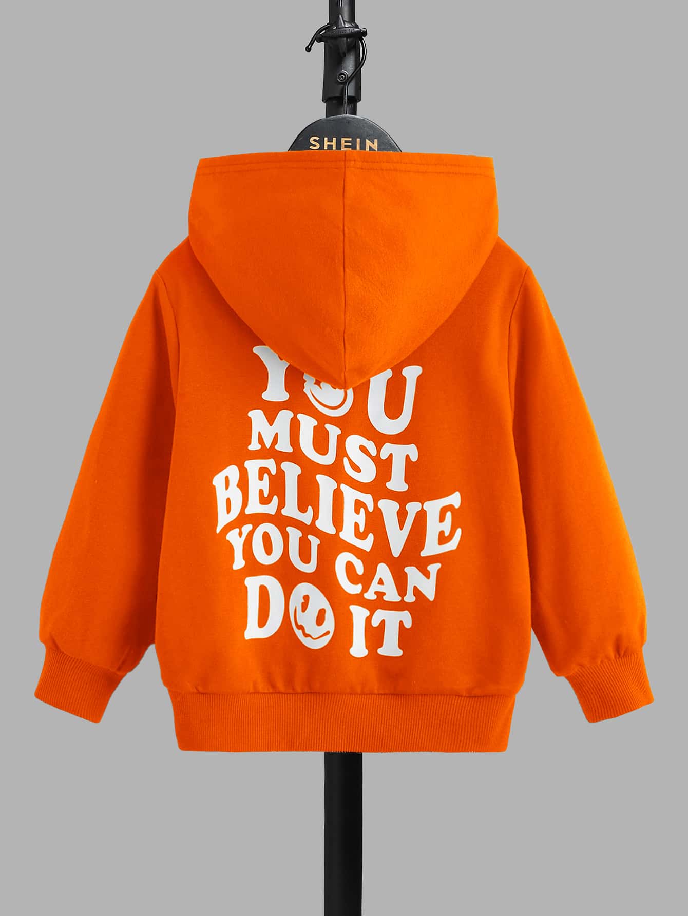 Young Boy Printed Cartoon Face & Letter Hoodie With Long Sleeves, Funny & Comfortable Casual Wear Suitable For Spring And Autumn