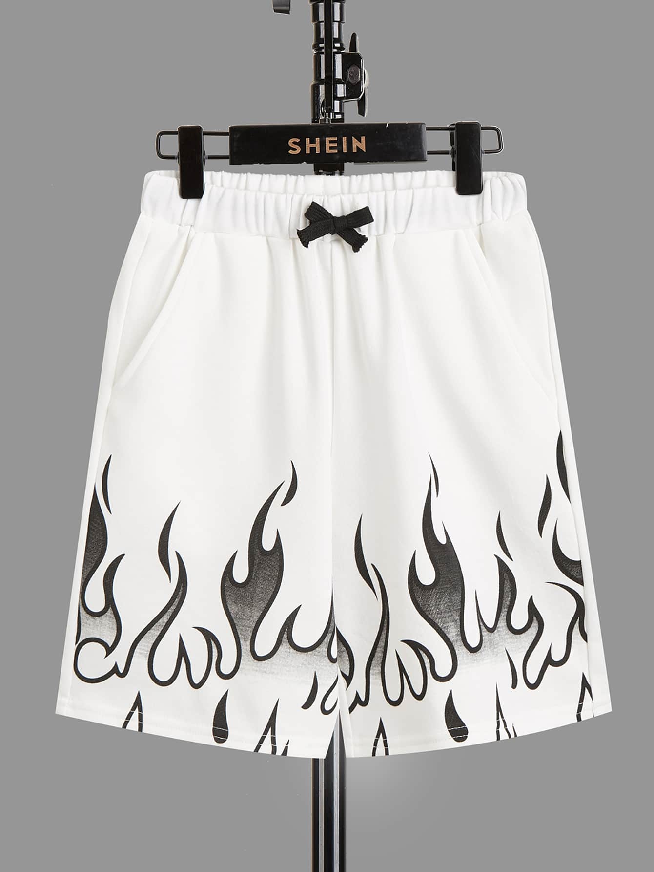 Tween Boy Fire Print Tie Waist Shorts